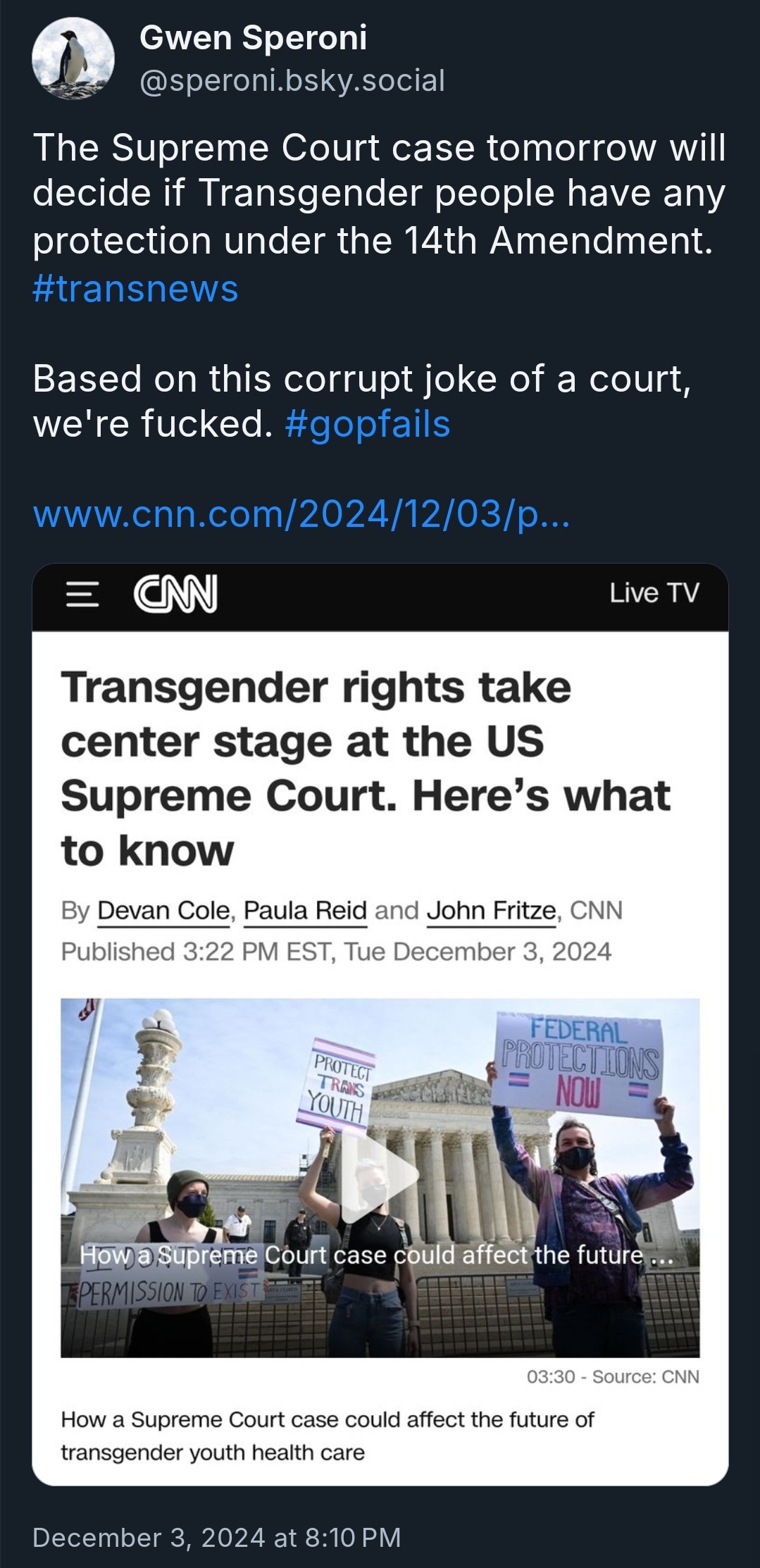 Tomorrow, the Supreme Court tackles a pivotal case on transgender rights