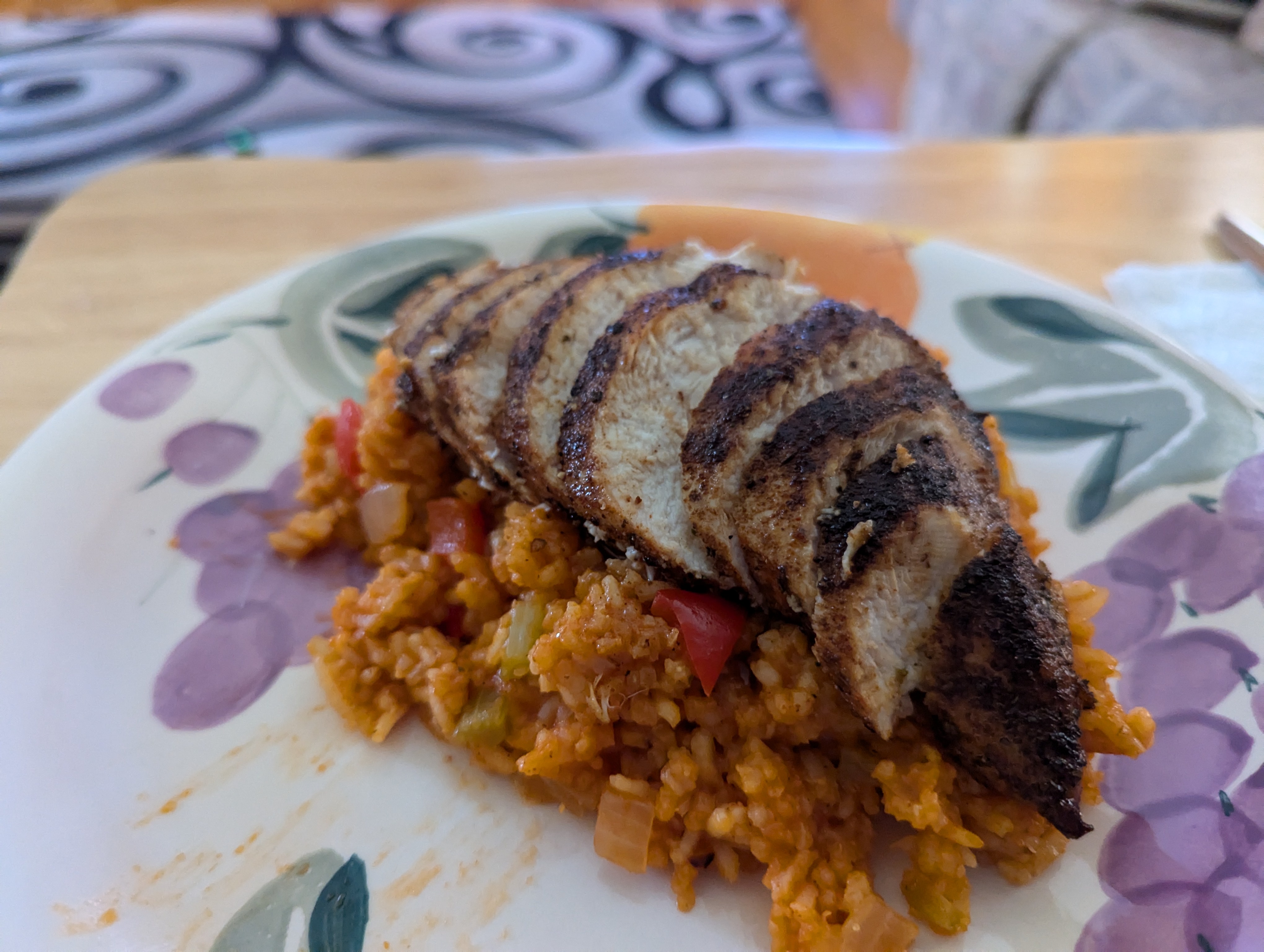 Savory Blackened Chicken Paired with Creole Rice Pilaf