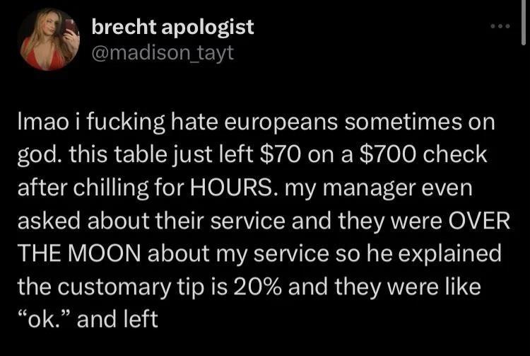 As a European, I'm Shocked by the Twitter Support for a $70 Bonus Tip for a Job Well Done!