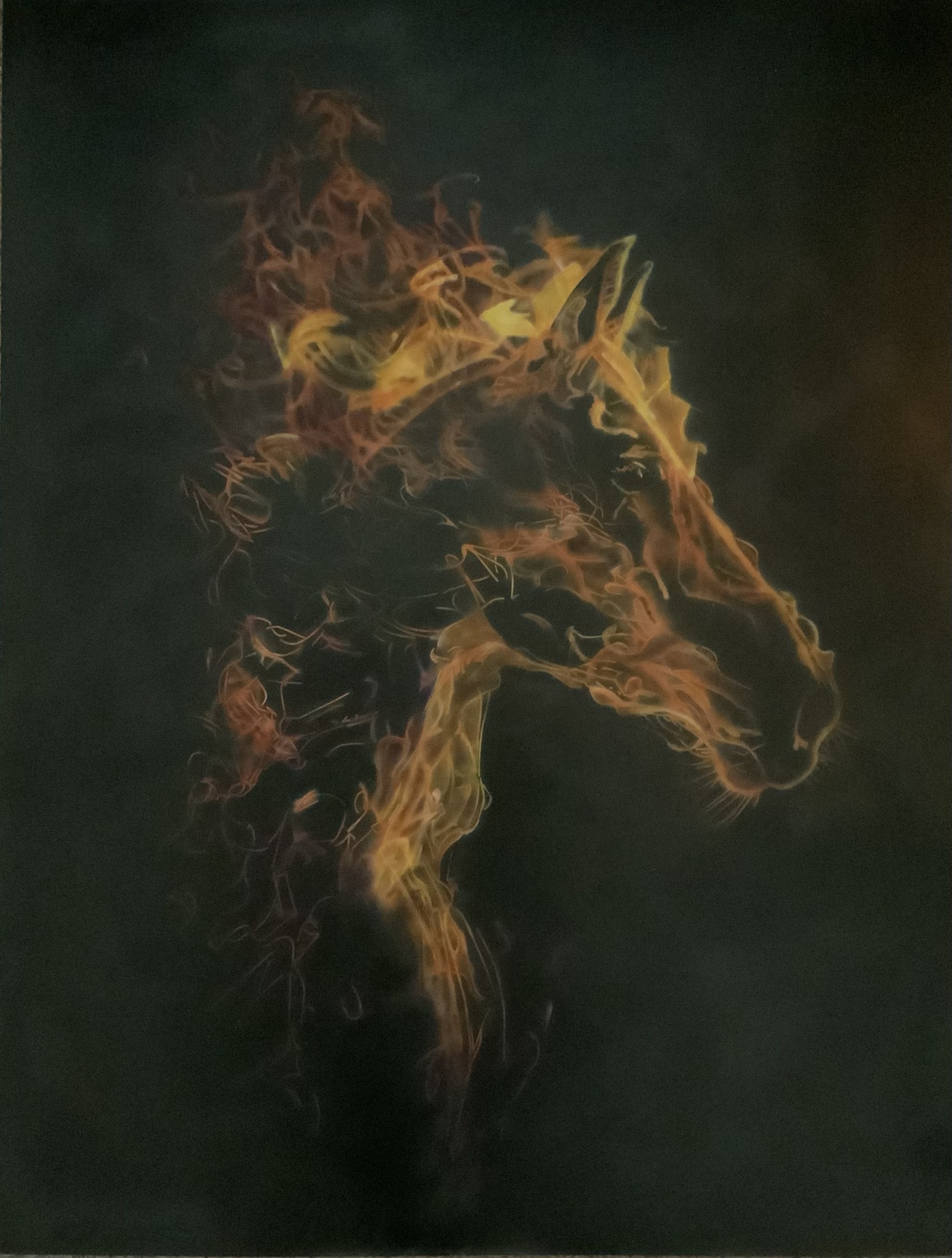 Fire Stallion: A Stunning Airbrush Artwork That Ignites the Imagination