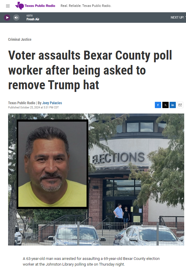Tensions Rise as Voter Confronts Bexar County Poll Worker Over Trump Hat