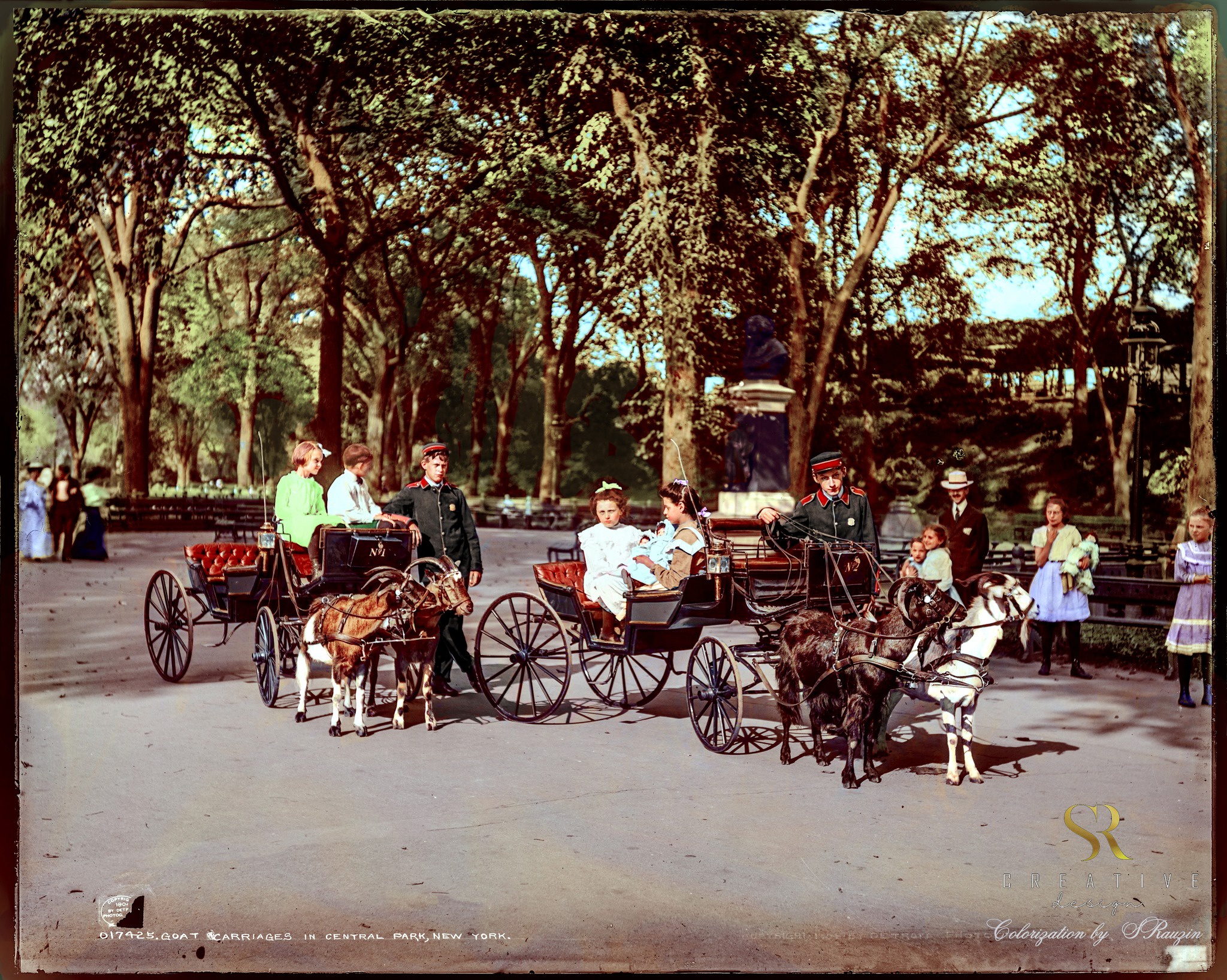 A Glimpse into 1904: Children Enjoying Goat Carriages in Central Park