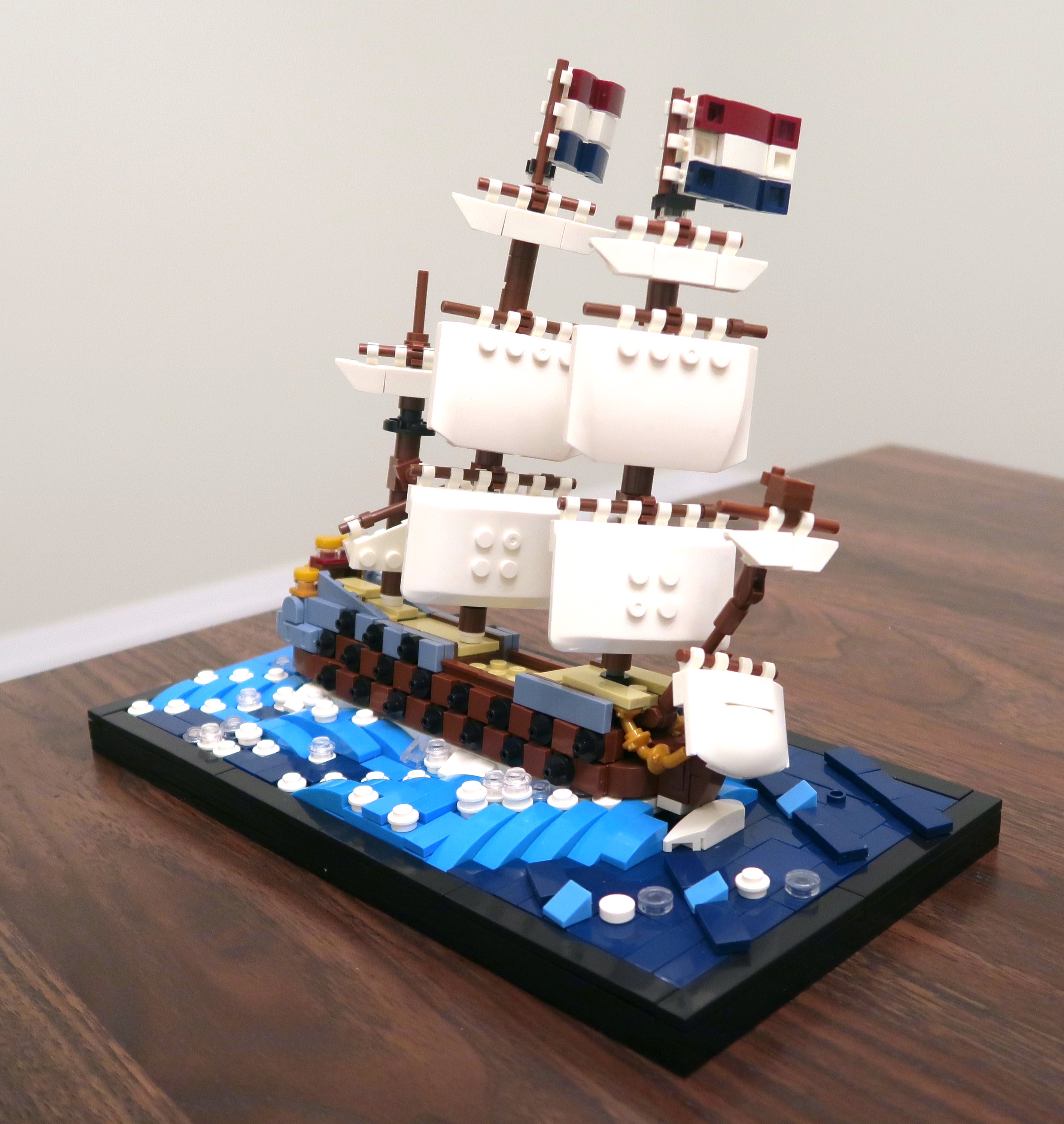 A Dutch Sailing Ship Courageously Conquering the Waves