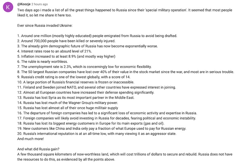 Russian 'Achievements': The Surprising Outcomes of Their Special Military Operation