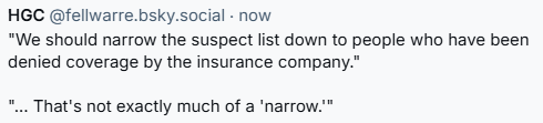 Let's narrow it down to everyone involved.