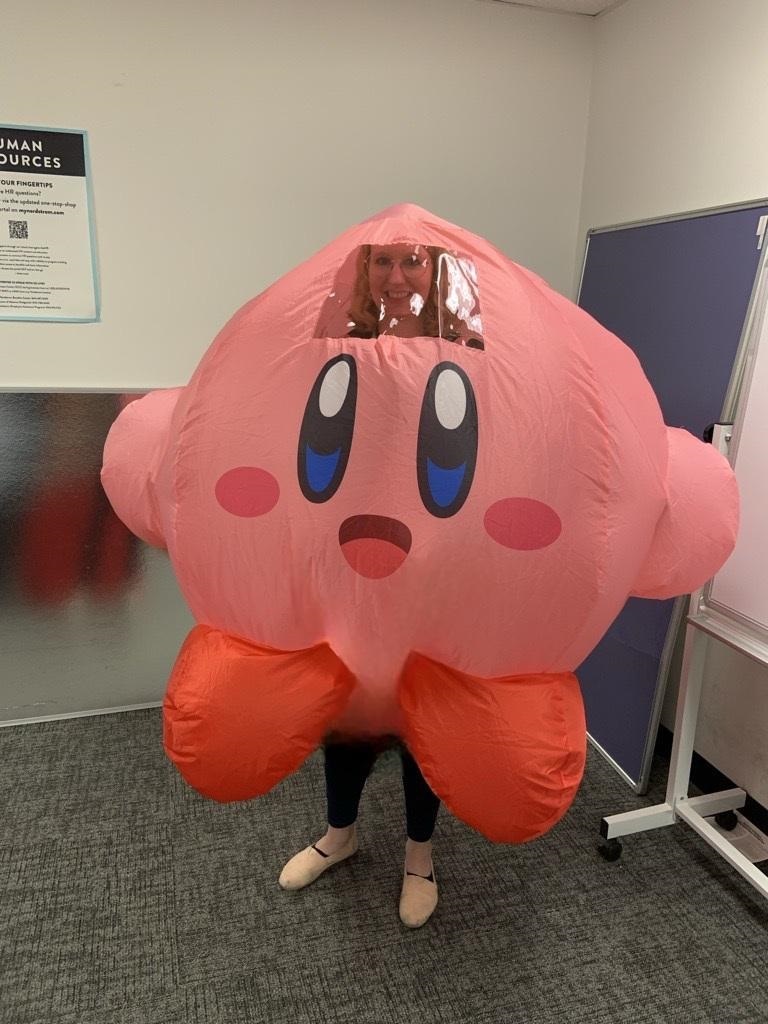 A delightful picture of Kirby in action.
