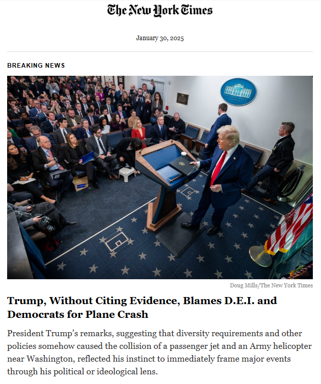 Breaking News: D.E.I. and Democrats Blamed for Plane Crash!