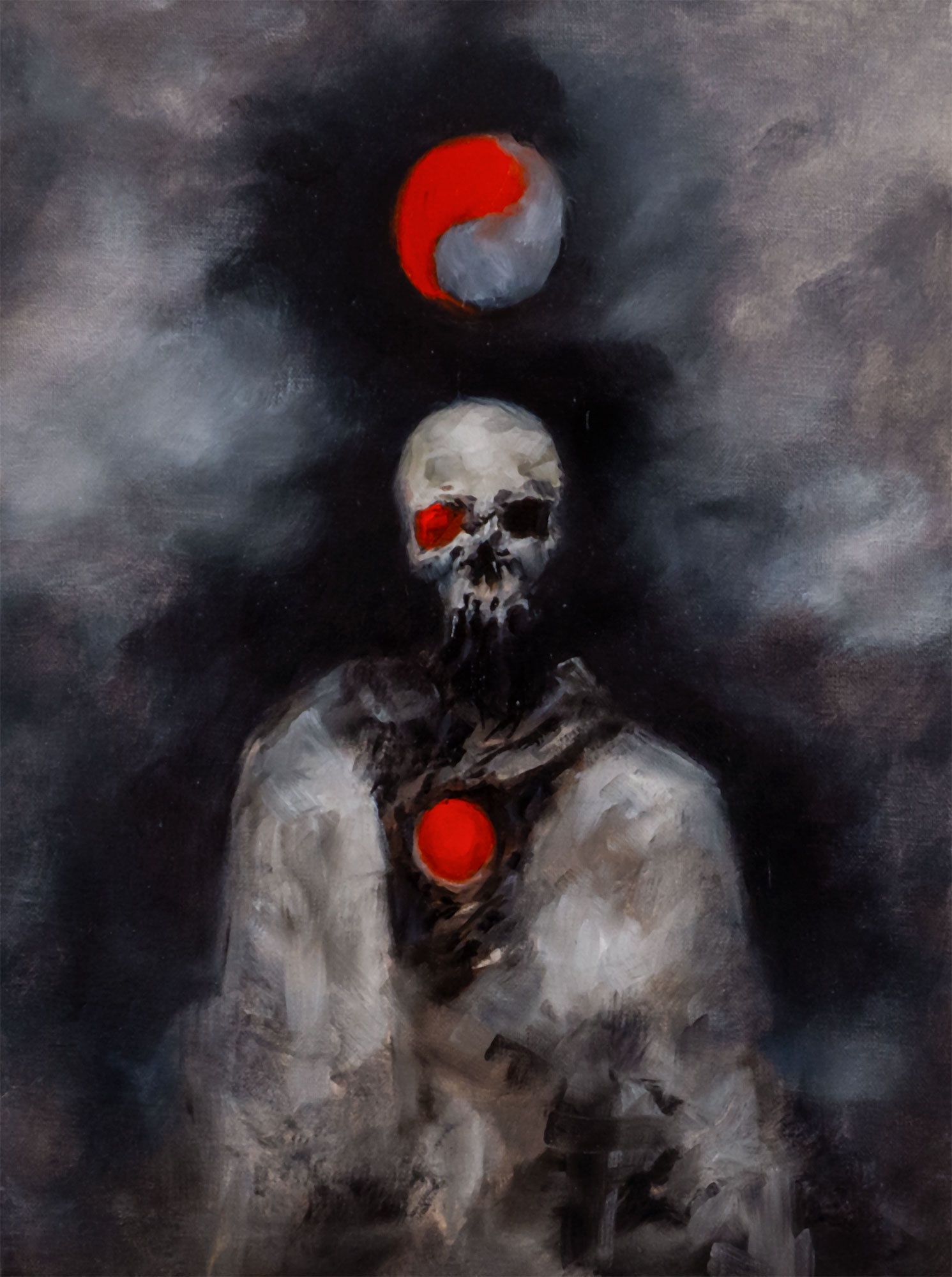 Exploring Spirituality: An Original Dark Art Oil Painting by Doug Hoppes