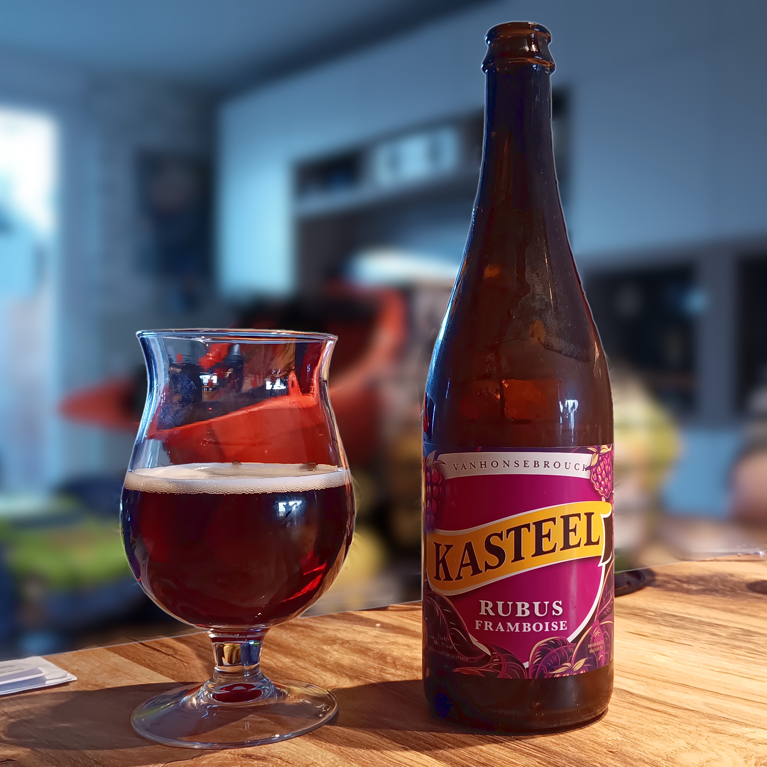 Sipping on Kasteel Rubus Framboise - a delightful treat!