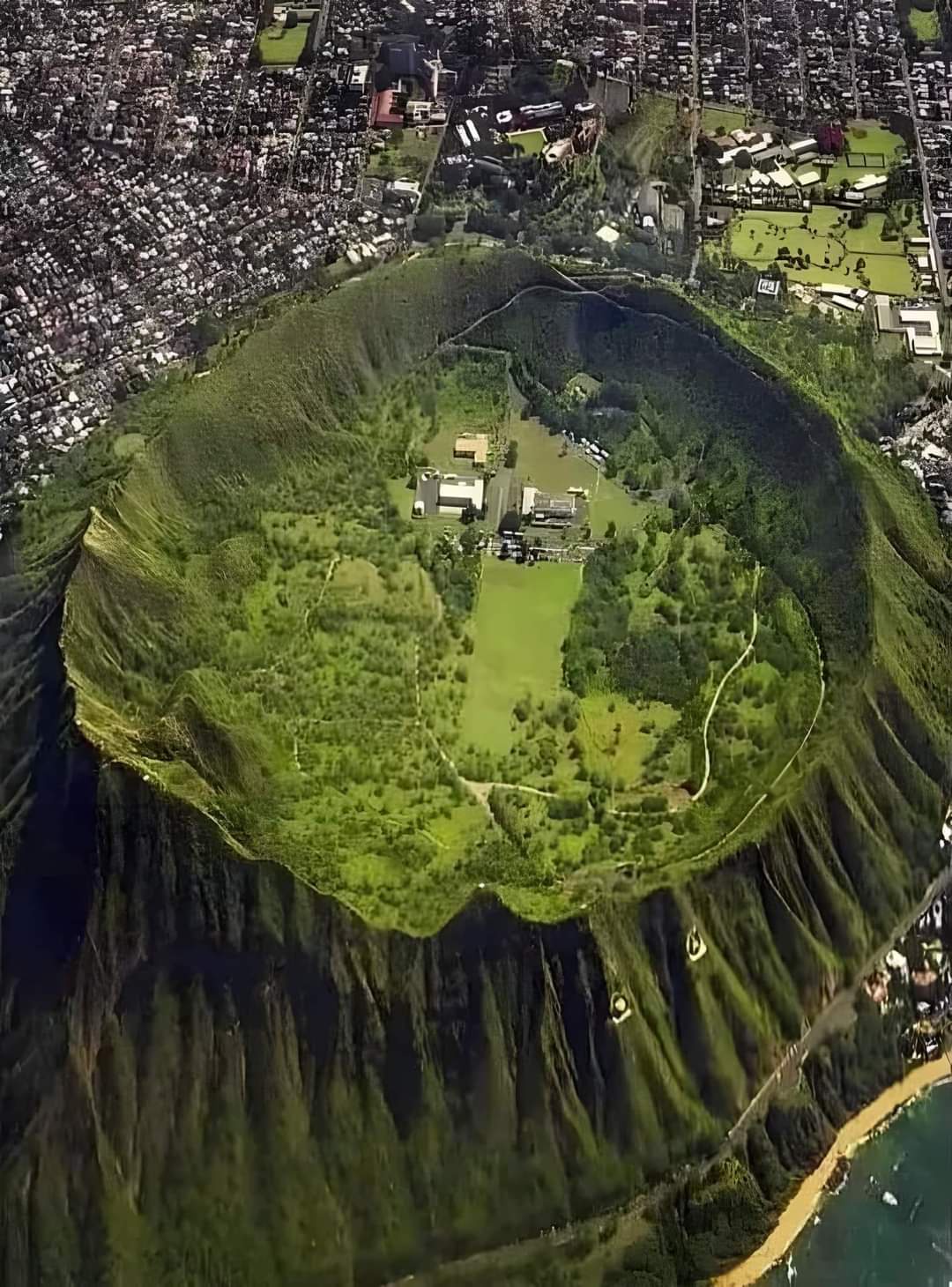 Aerial View of Diamond Head: A 500,000-Year-Old Volcanic Wonder on O'ahu