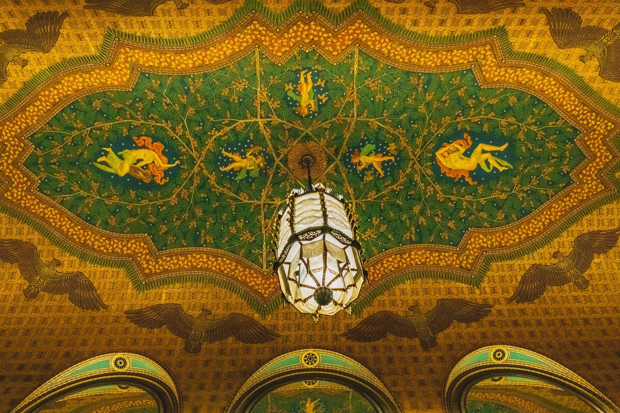 A Stunning View of the Fisher Building Ceiling in Detroit, Michigan