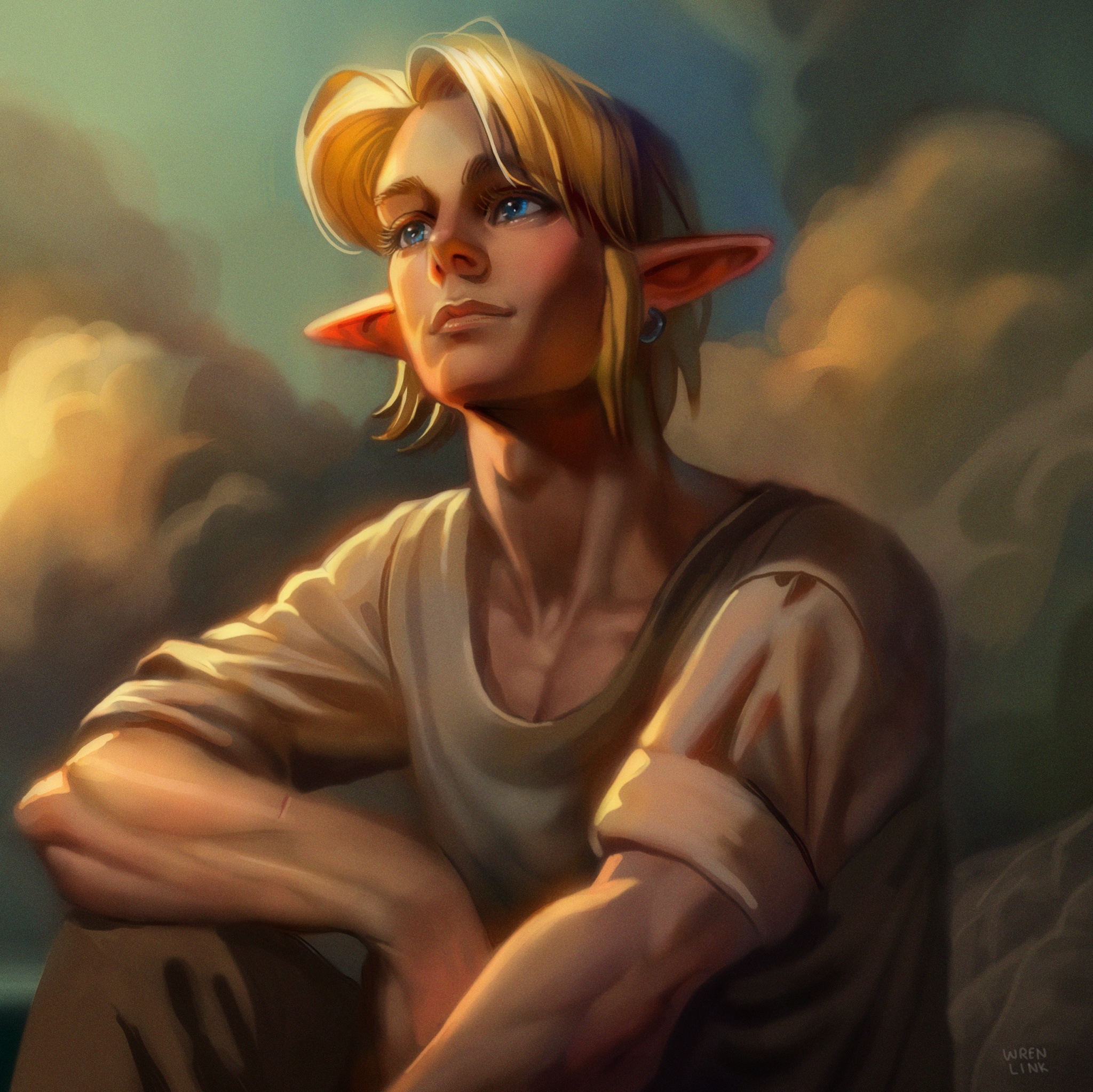 Check out my drawing of Link deep in thought about Zelda!