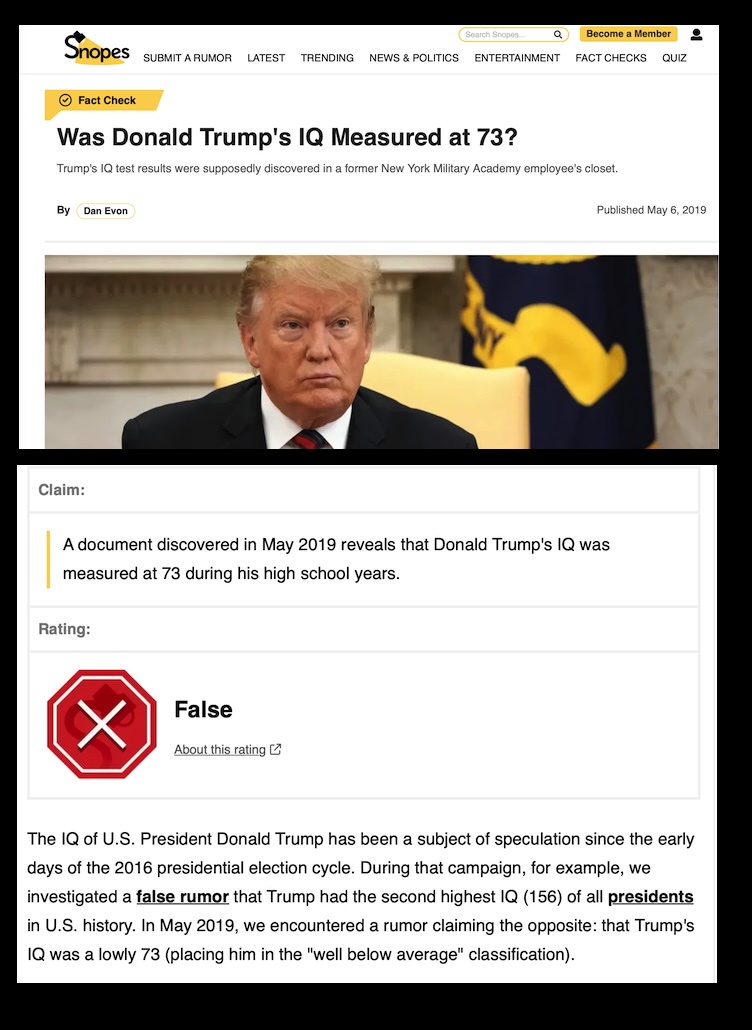 Did Trump's IQ Really Get Measured at 73? SNOPES Debunks the Myth!
