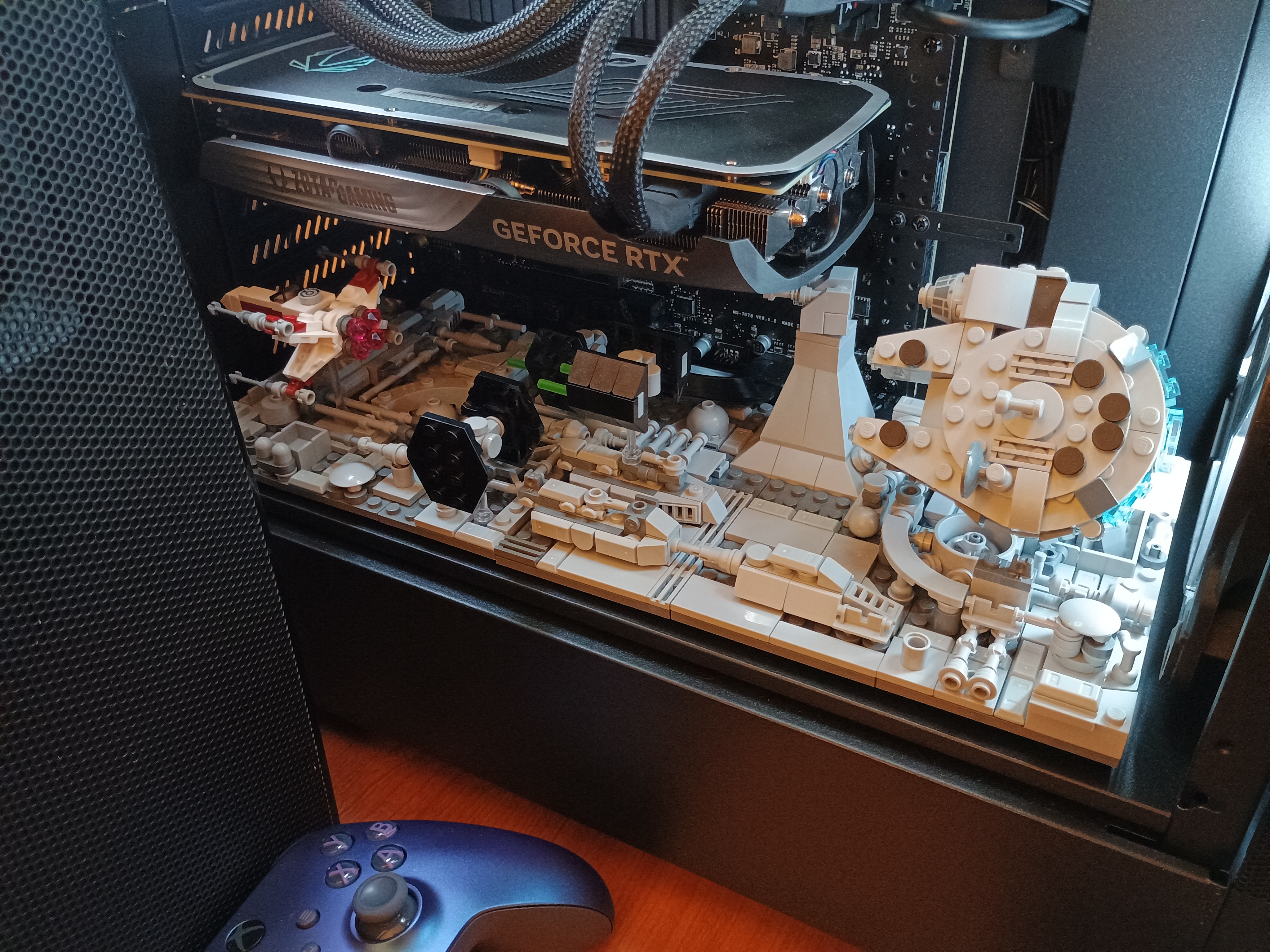 Epic Lego PC case mod featuring the Death Star trench run
