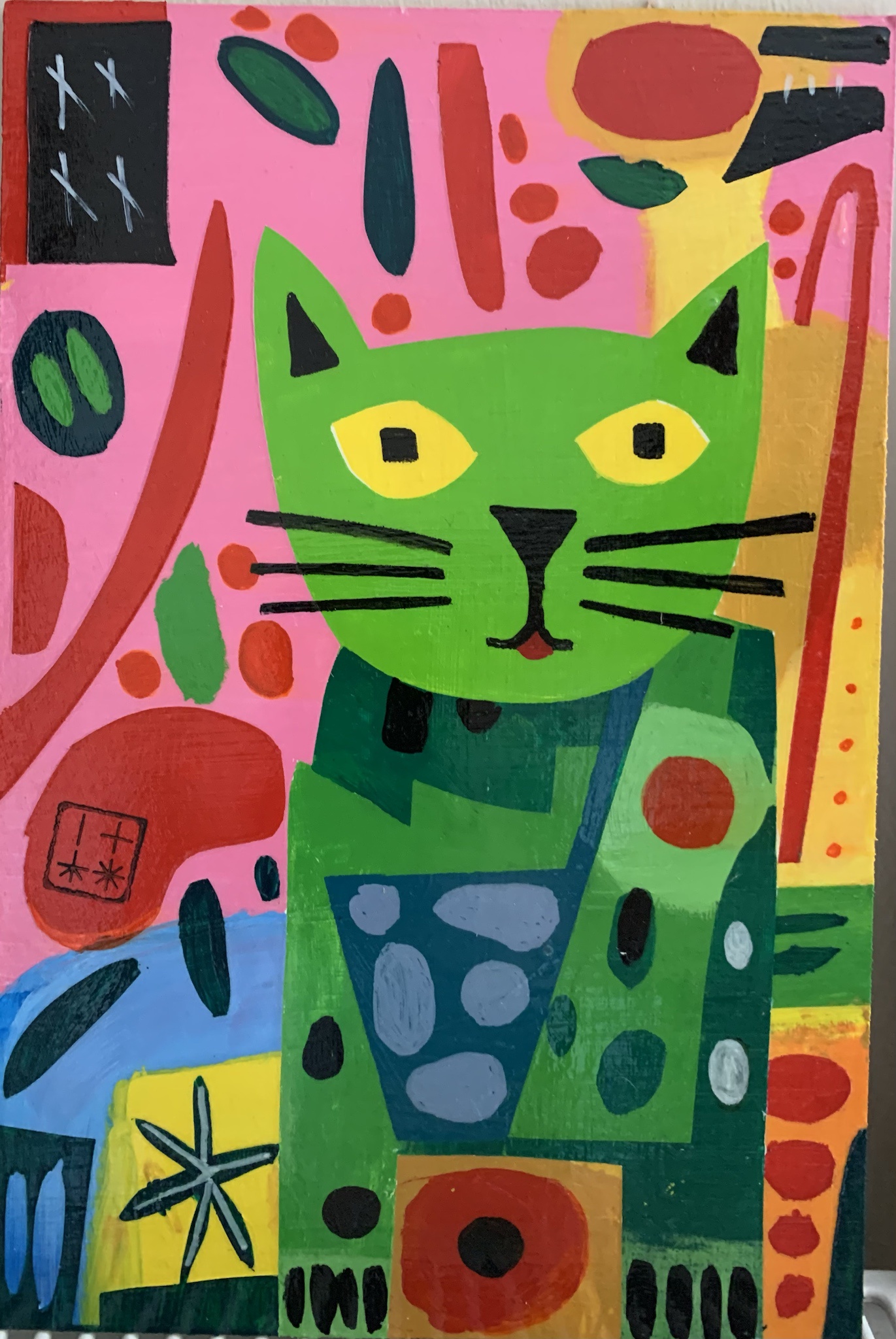 Artistic Vibes: The Enchanting Green Cat