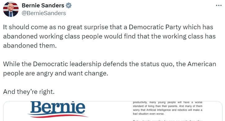 Bernie Sanders: The Democrats' Downfall Was Abandoning Working-Class Americans