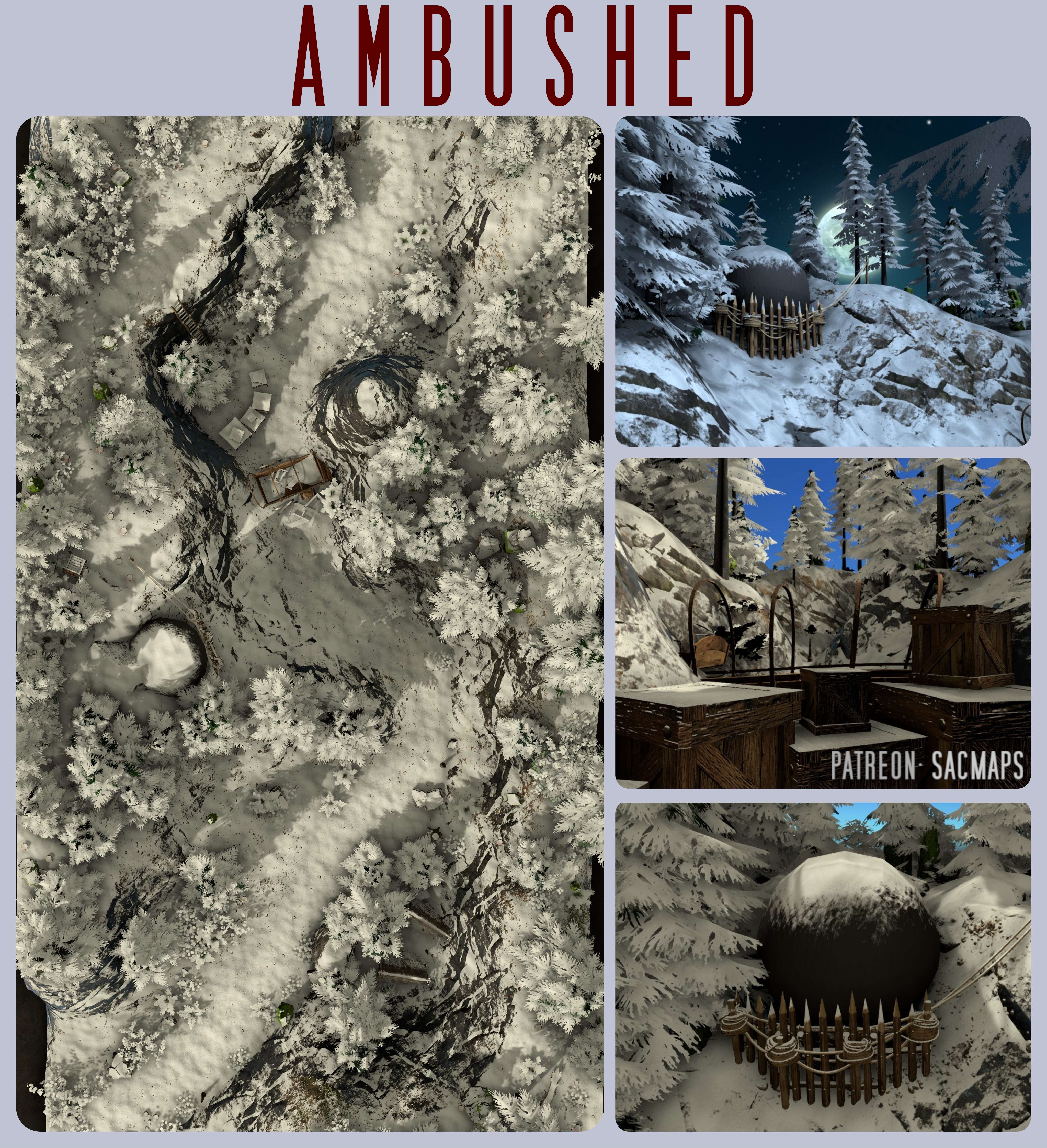 Snowy Ambush: Free DnD / TTRPG Maps for Your Adventures