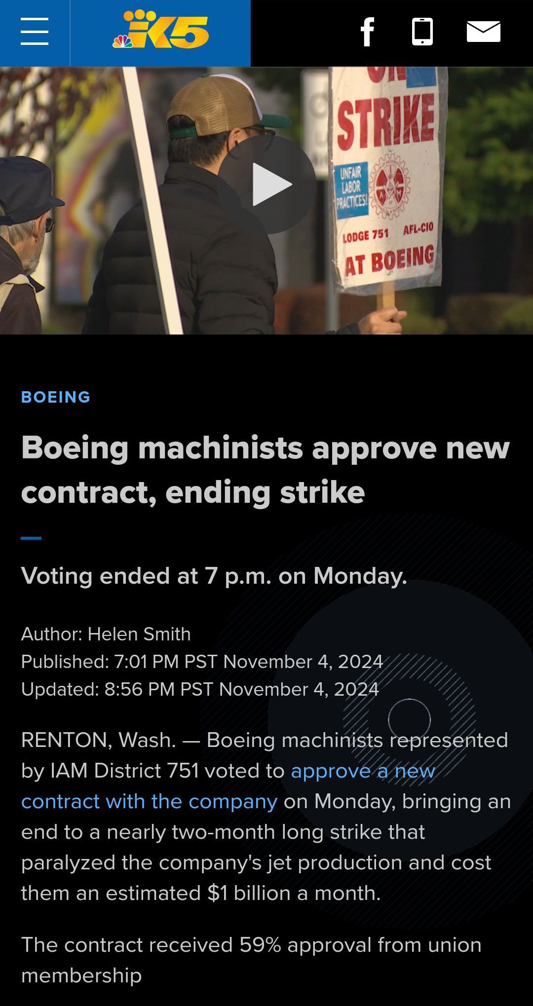 Victory for Boeing Machinists: 59% Approve Contract, Ending 53-Day Strike
