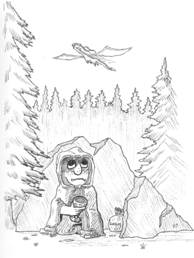 A Sneaky Halfling Thief Trying to Evade the Dragon's Wrath