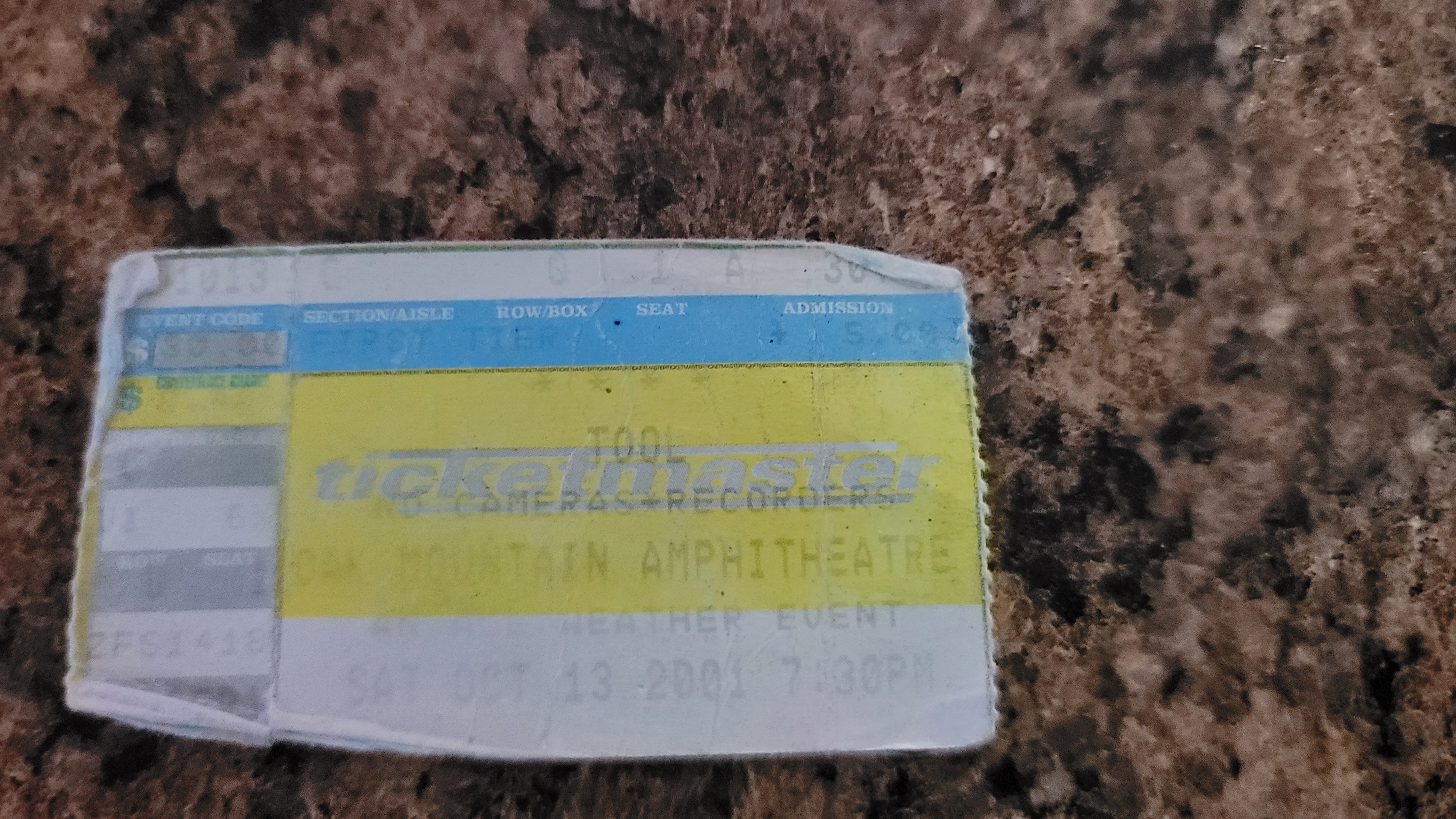 Blast from the Past: Tool's Lateralus Tour 2001 Ticket