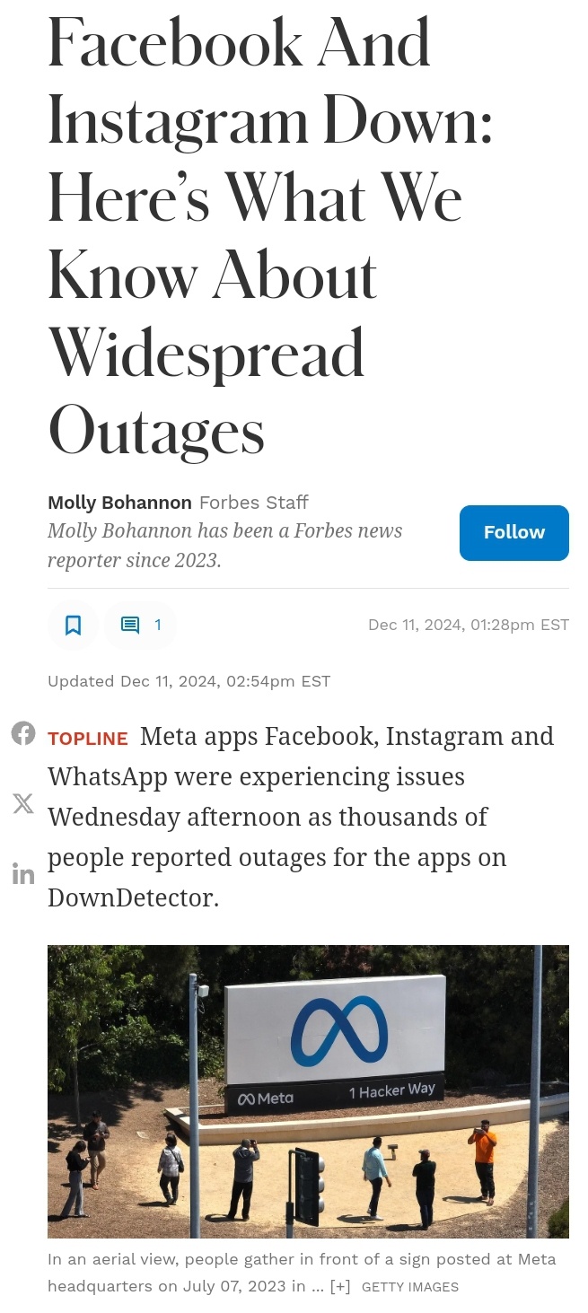 Facebook and Instagram Outage: Here’s What We Know About the Widespread Disruption