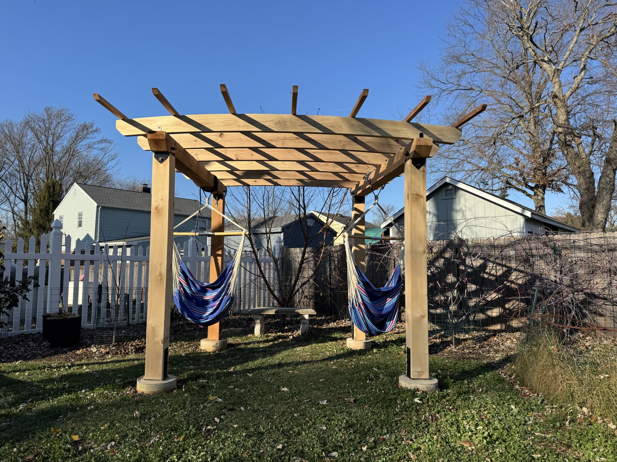 Stunning Cedar Pergola with elegant curved rafters