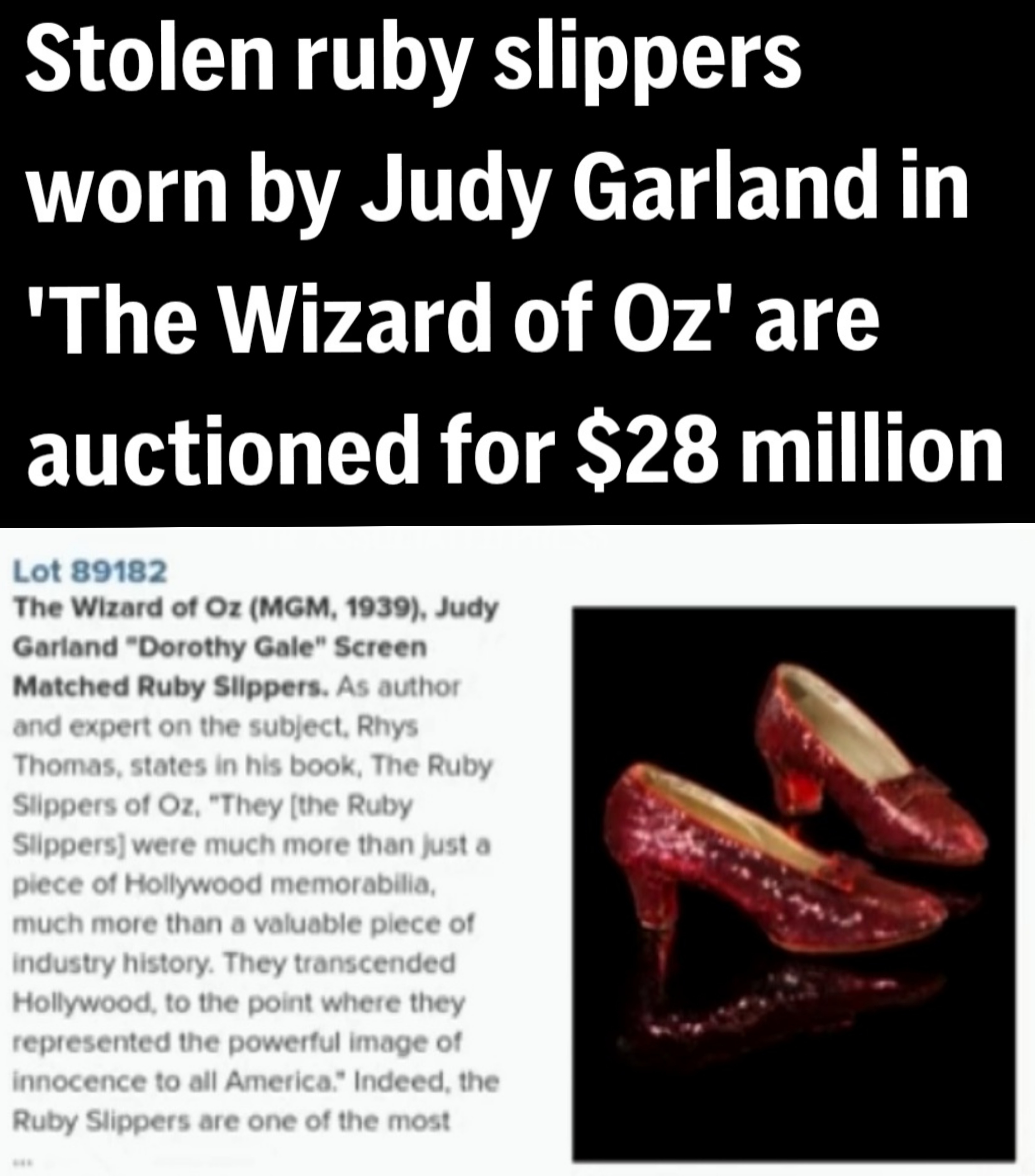 The Legendary Ruby Slippers Up for Grabs