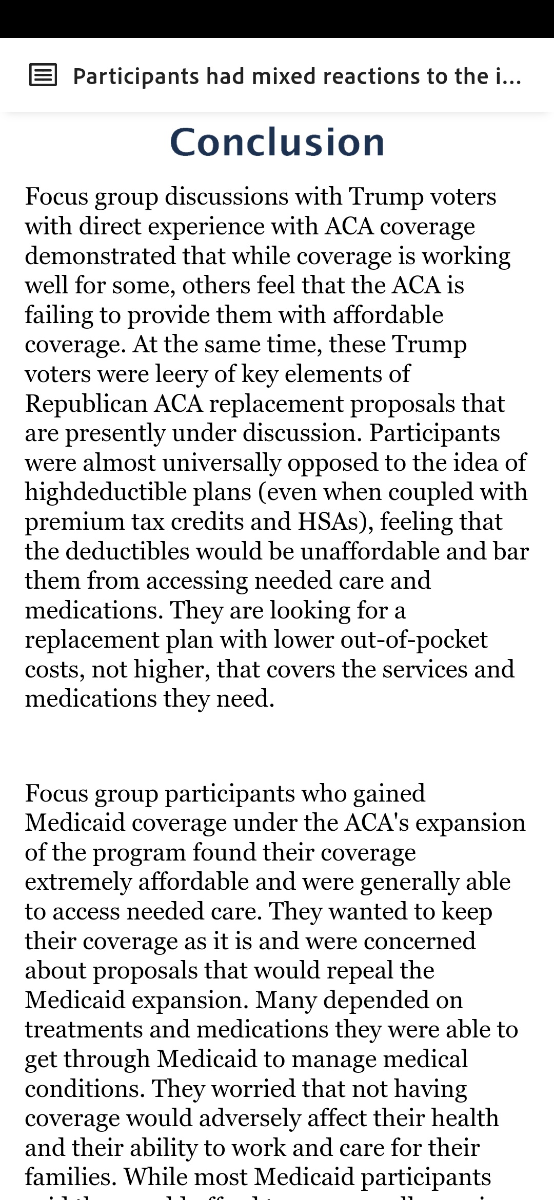 Trump Voters and Their ACA Dilemma