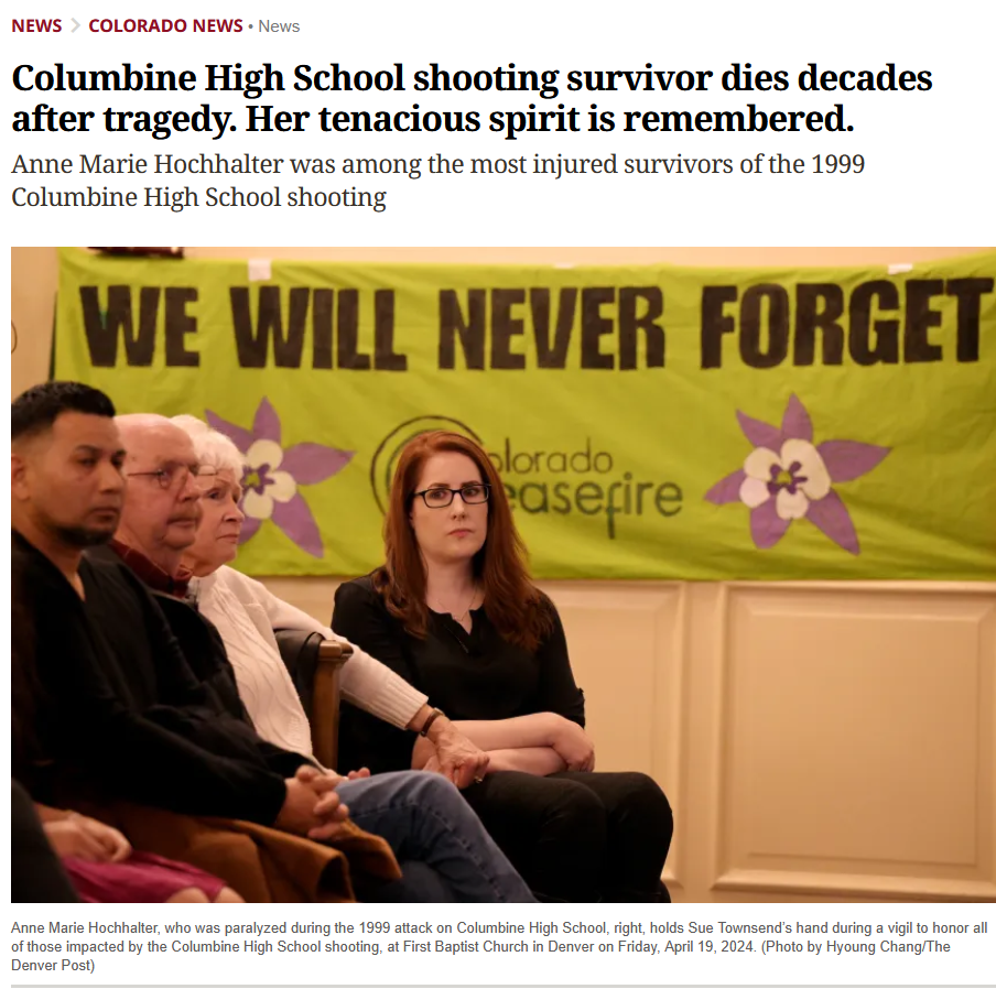 In memory of Anne Marie: A somber reflection on Columbine's impact.