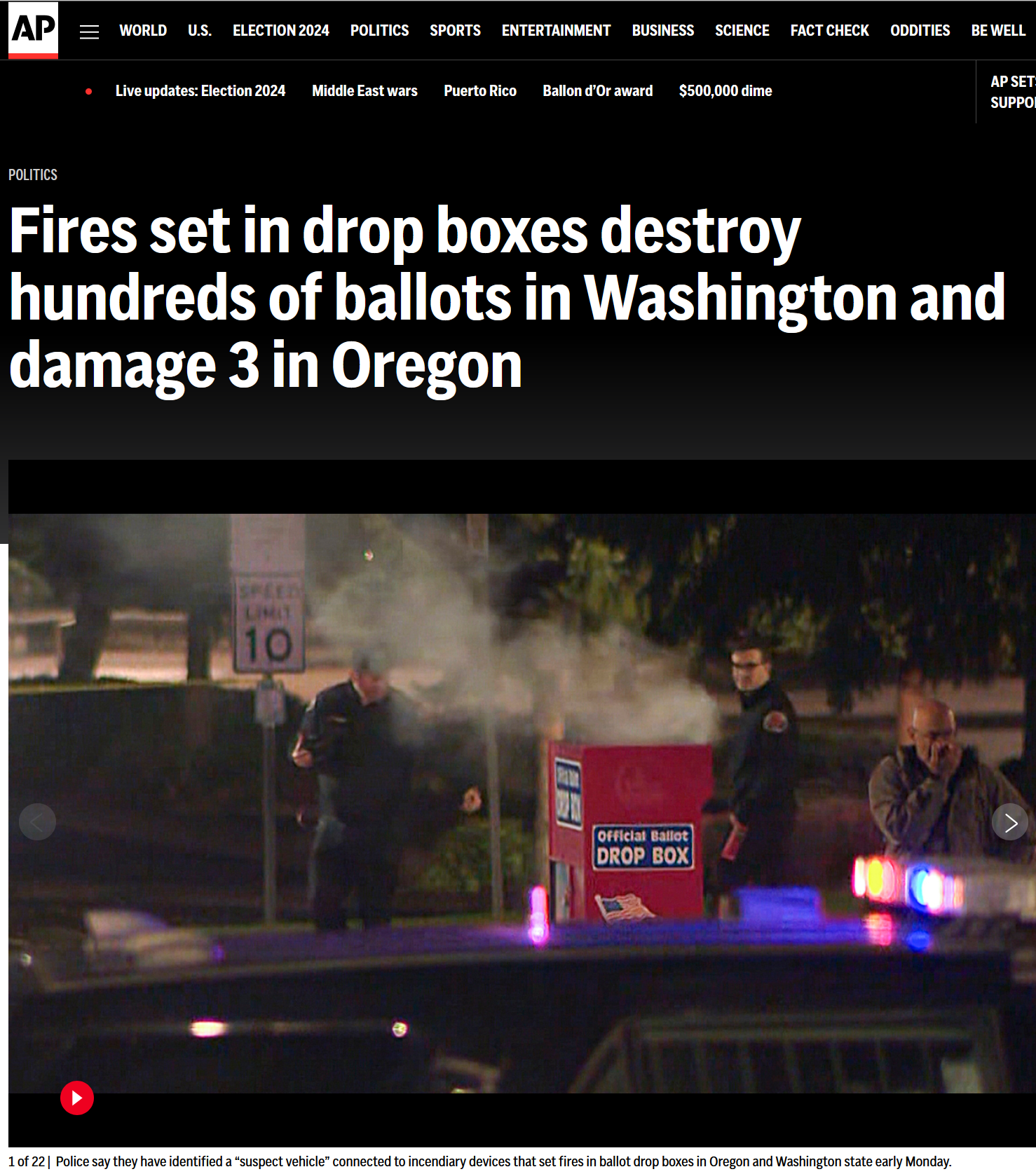US Ballot Drop Boxes Set Ablaze