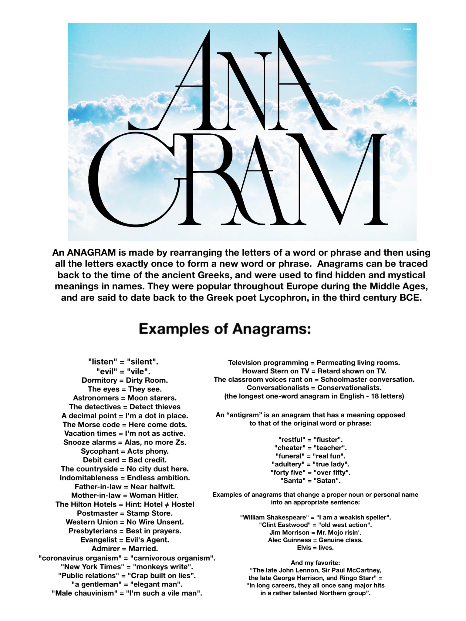 Unlocking the Mystery of ANAGRAMS