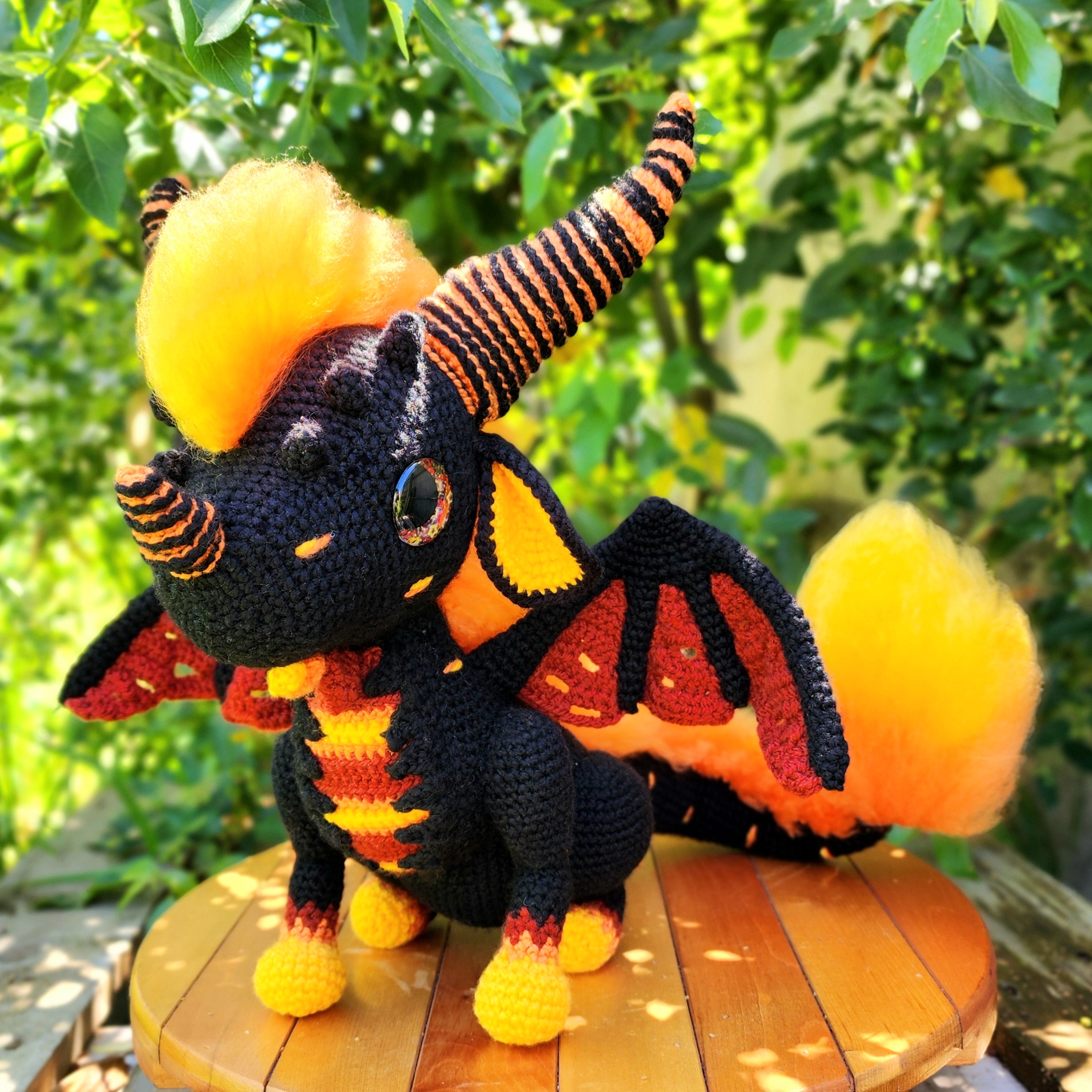 I created a stunning crocheted fire dragon!