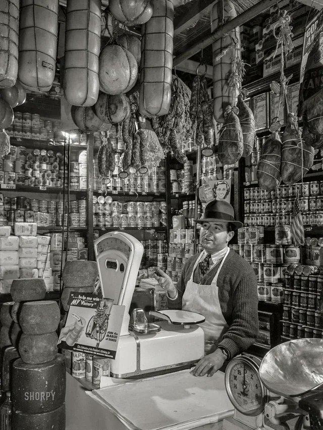 A Glimpse into an Italian Grocery Store in NYC, 1943