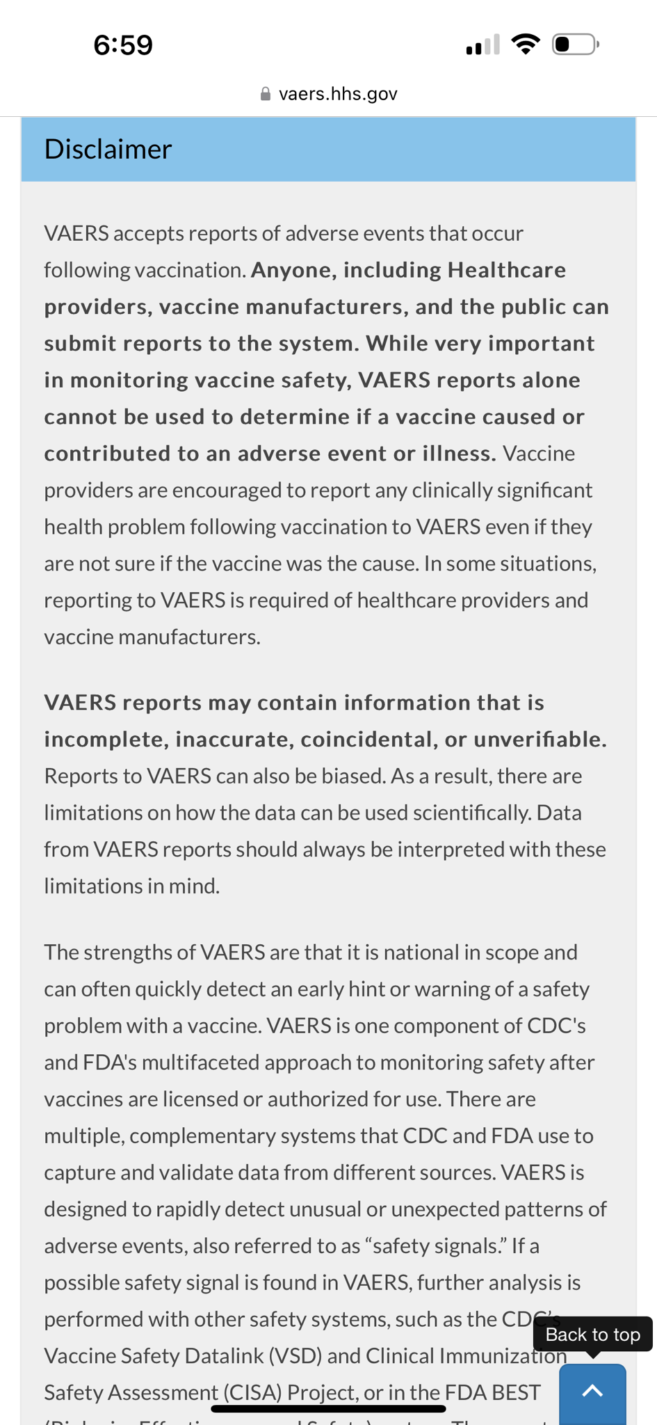 Who wants to bet that the new regime will erase the disclaimer from the Vaers website the moment they take over?