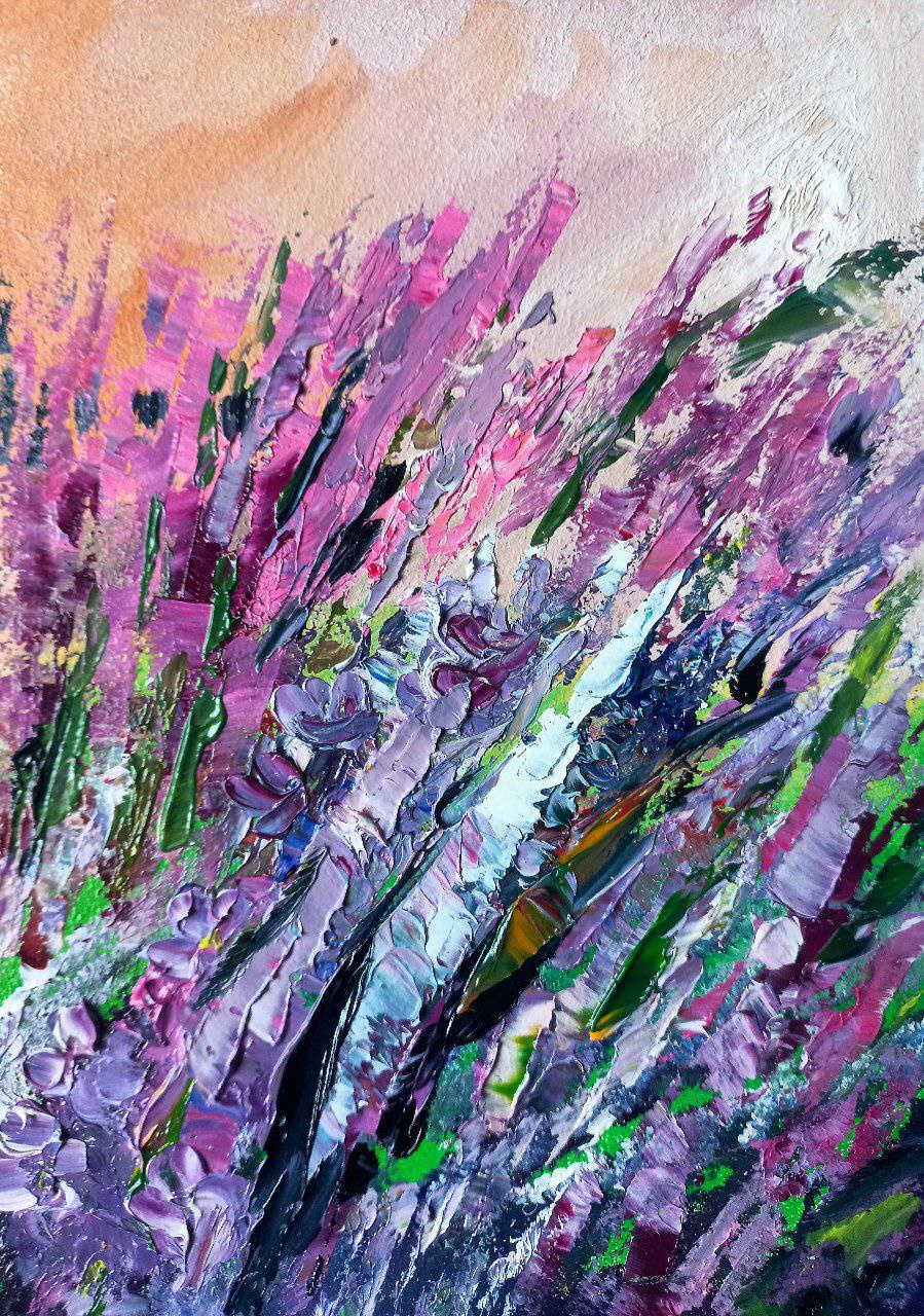 A Vibrant Field of Flowers: My Oil Art Creation