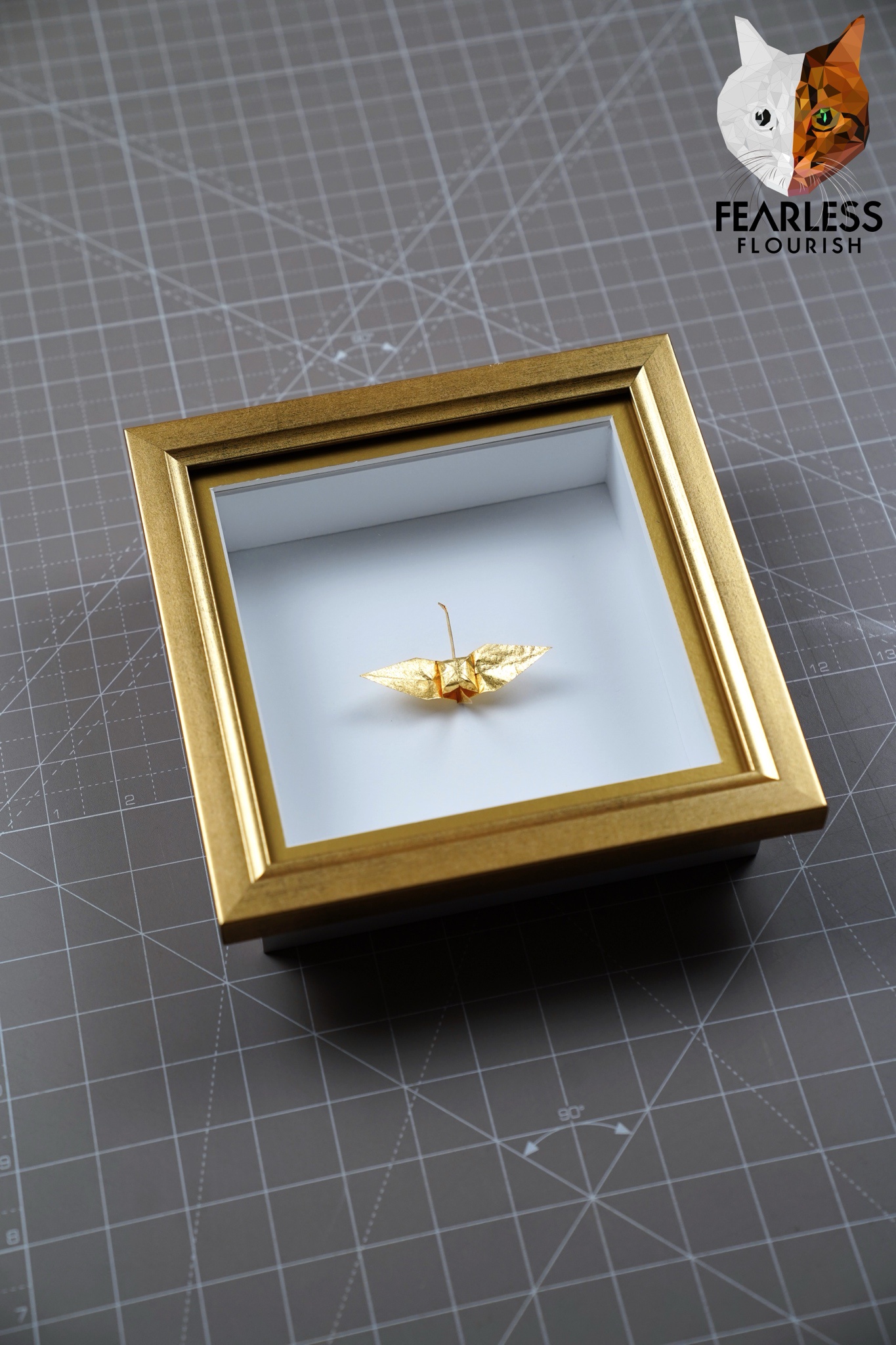 Check Out My Stunning 24 Carat Gold Origami Crane, Professionally Framed!