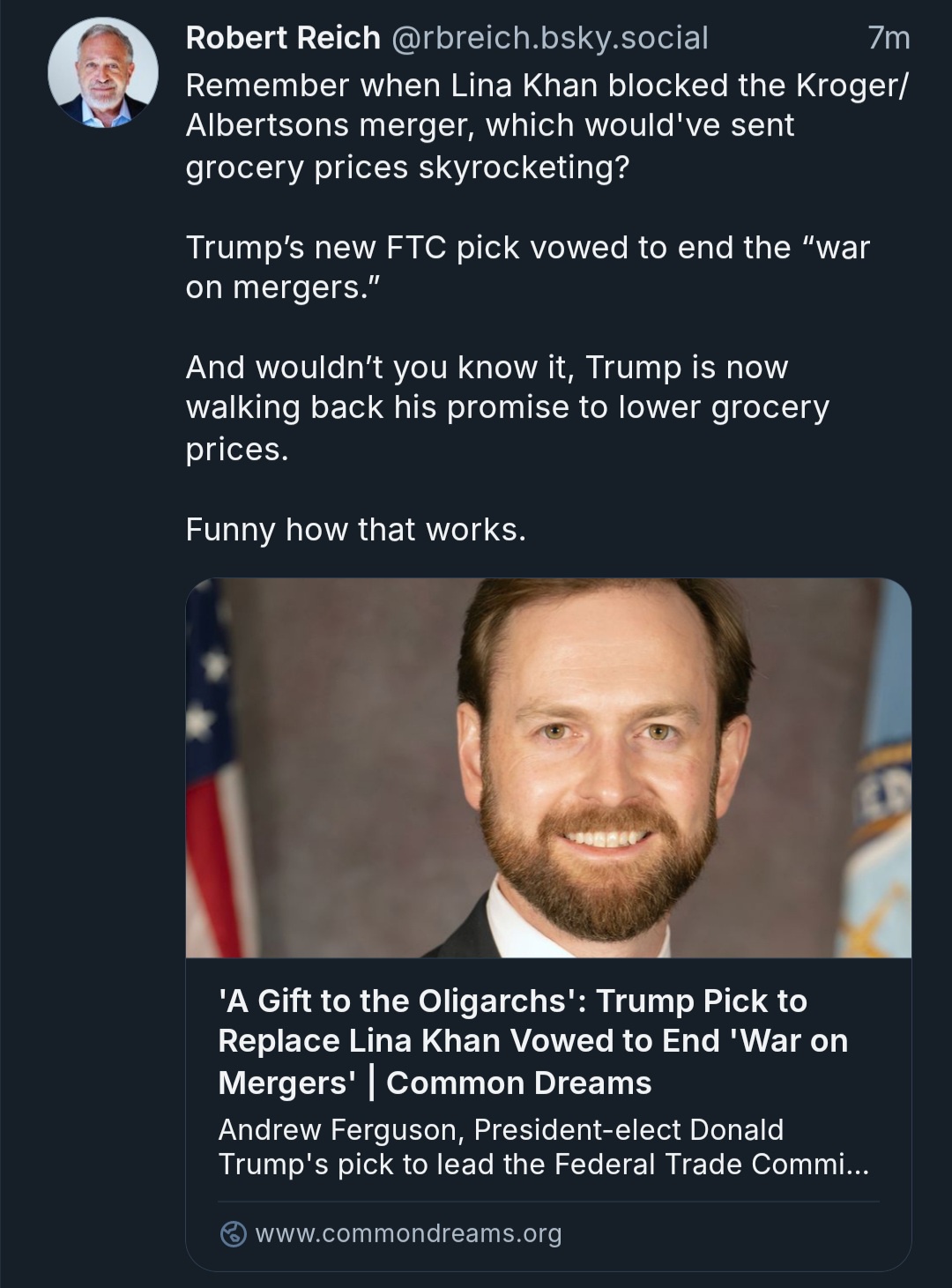 Surprise! The Grifter-in-Chief is at it Again. Where's the Outrage from His Supporters? Turns Out, Grocery Prices Weren't Their Real Concern.