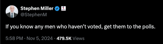 Curious Observation: Why Isn't He Encouraging Women to Vote?