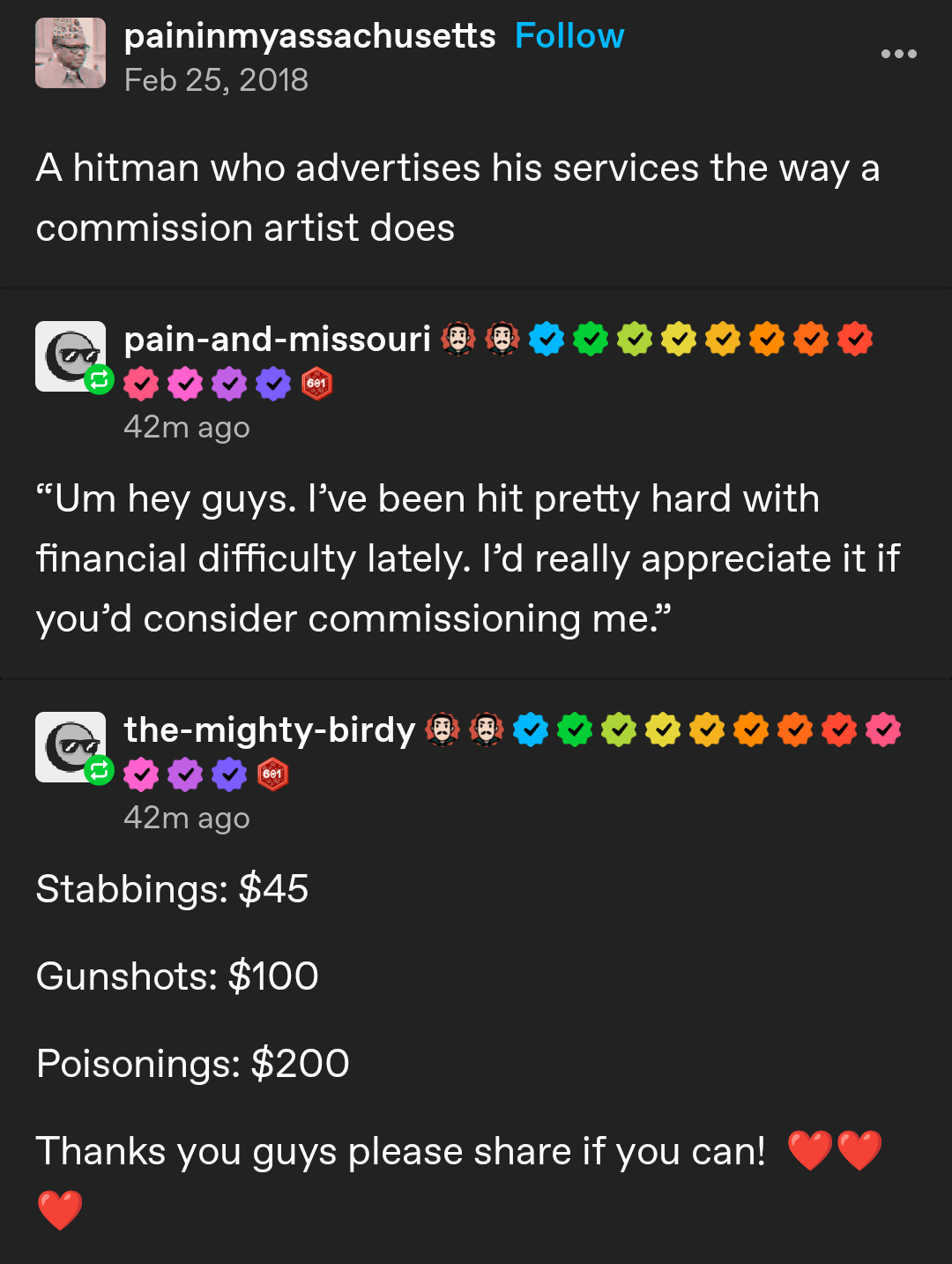A Hitman Promoting His Services Like an Artist on Commission