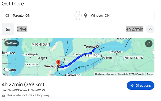 Exploring the vast travel distances in Ontario, Canada.