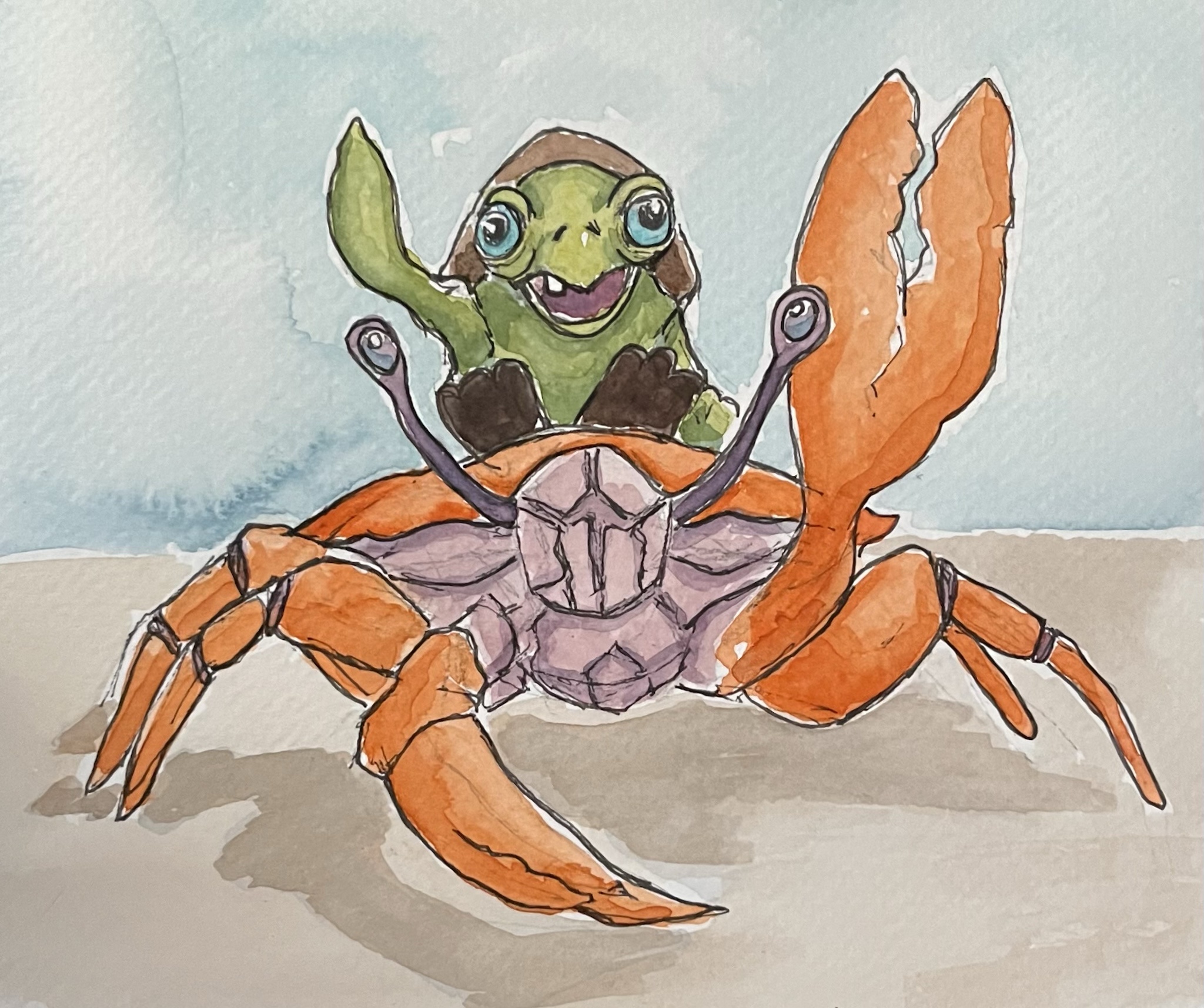 Mebbo and his adorable crab companion