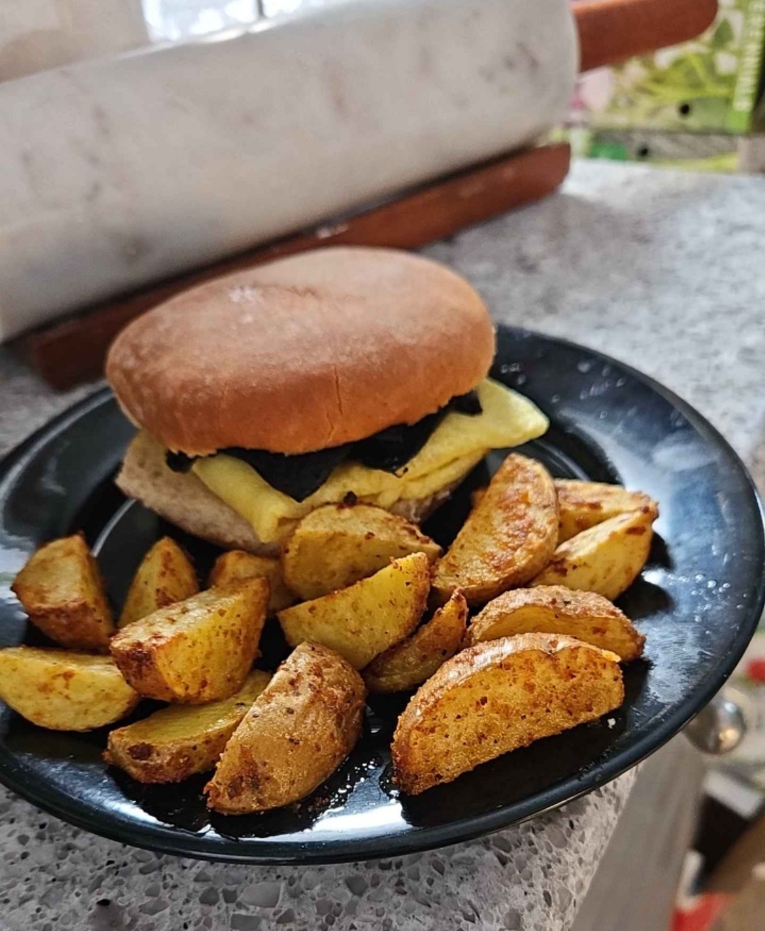 Indulging in a Sunday morning breakfast sandwich