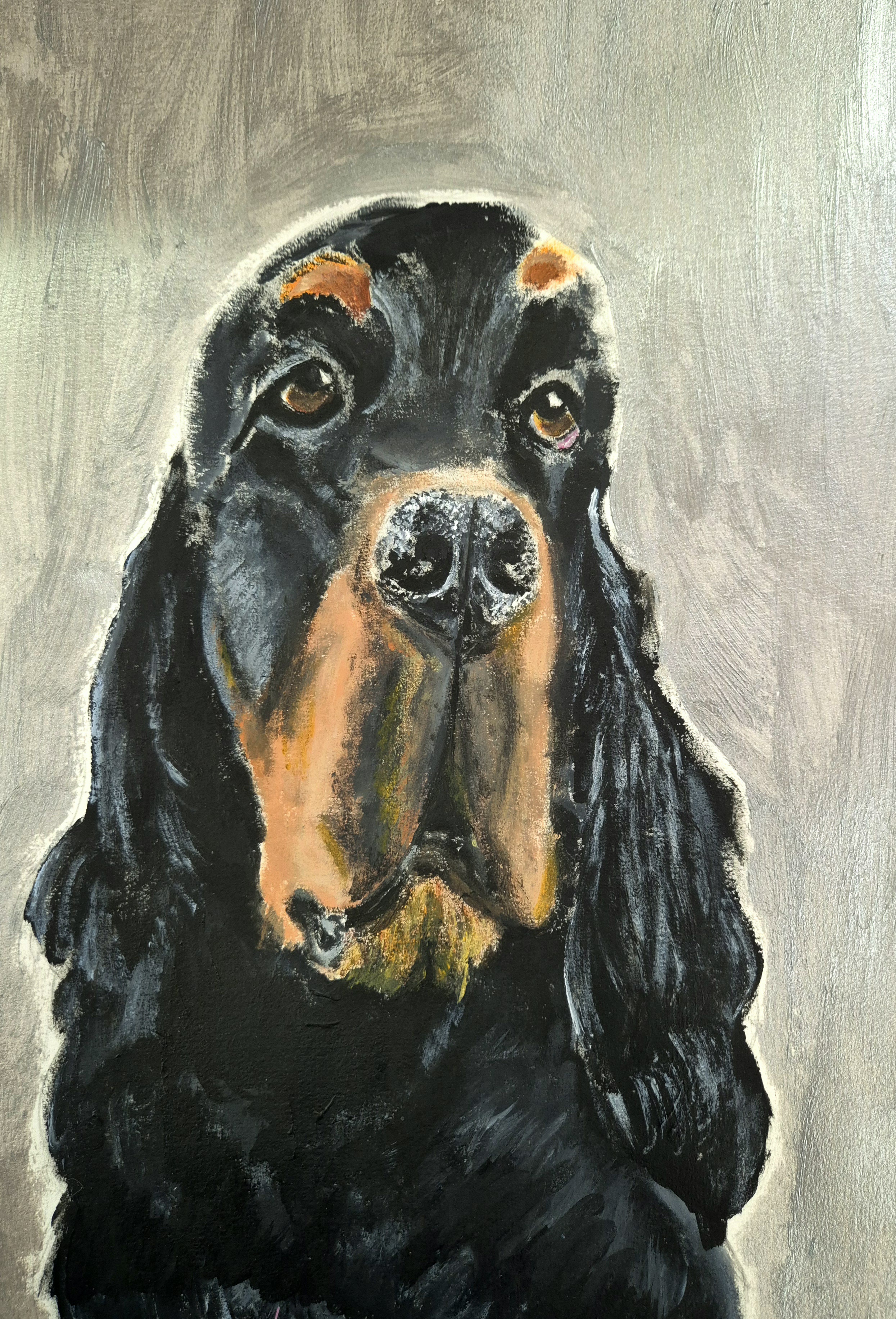 A Beautiful Painting of a Gordon Setter