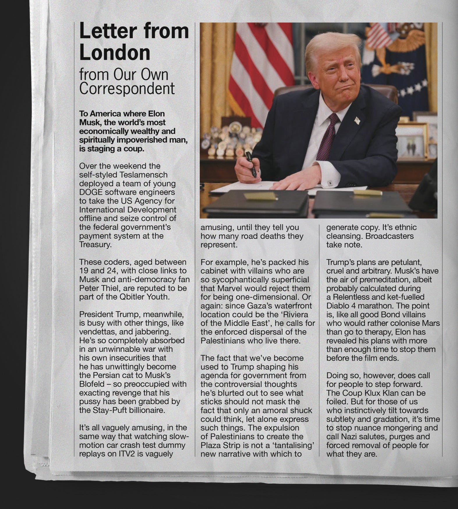 This could win a Pulitzer for the most entertaining fake news reporting!