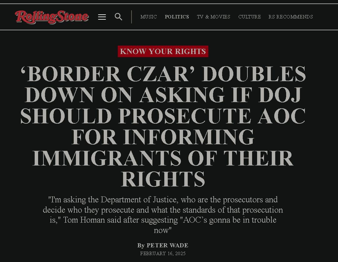 Border Czar Doubles Down: Should AOC Be Prosecuted for Informing Immigrants of Their Rights?