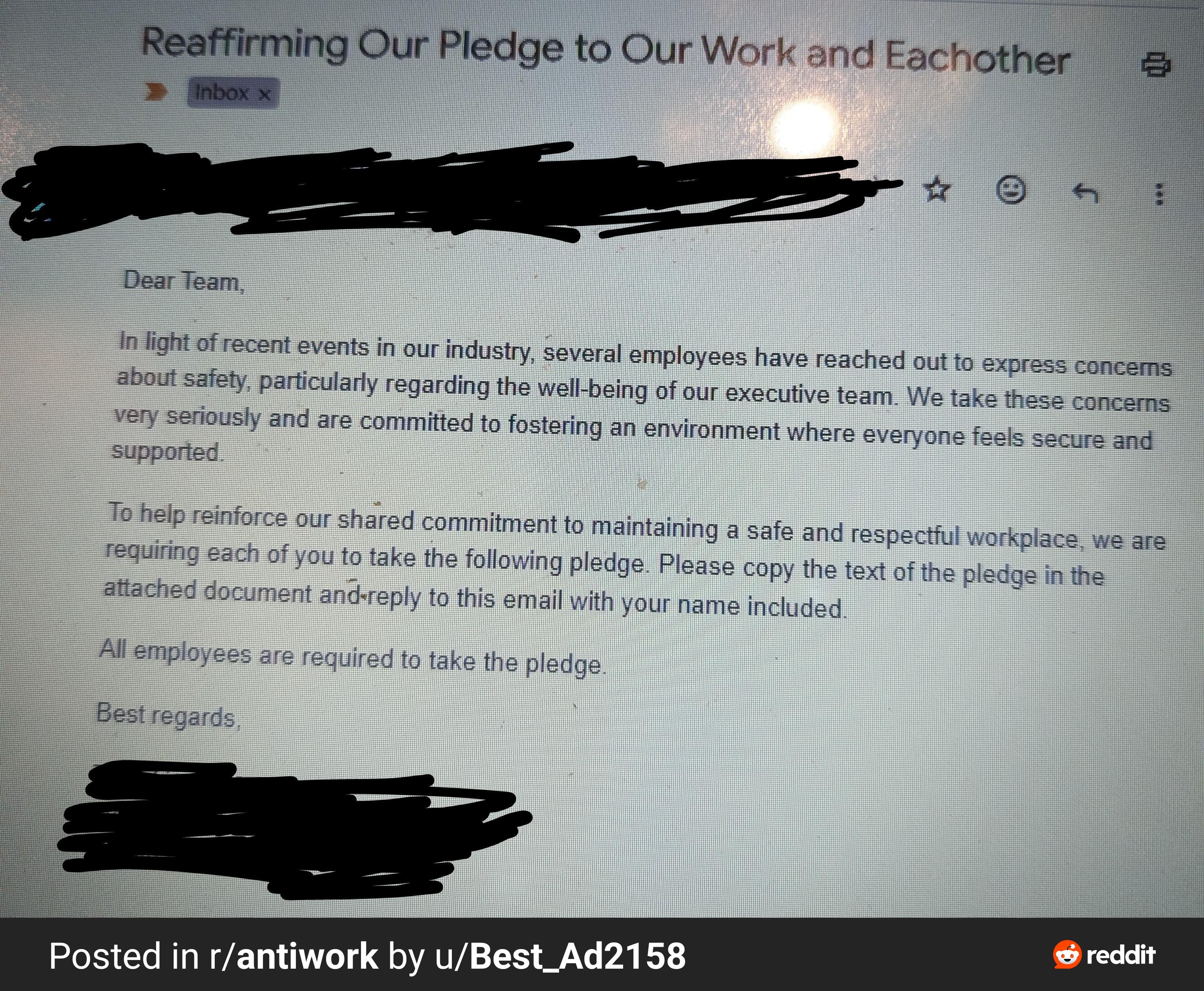 The Dread of Signing a Safety Pledge at Work (Not My Idea)