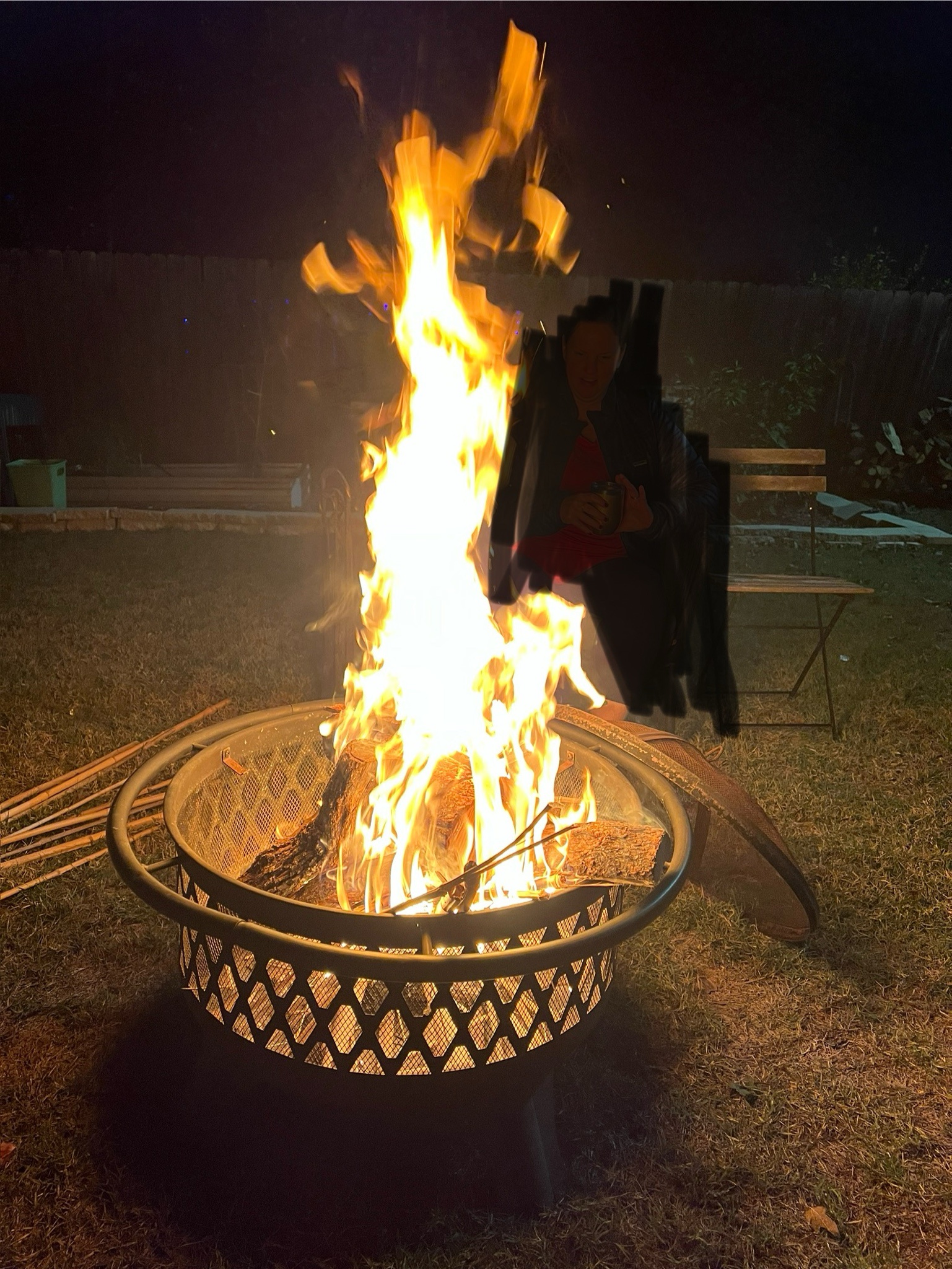 Cozy winter fire fueled by acorns
