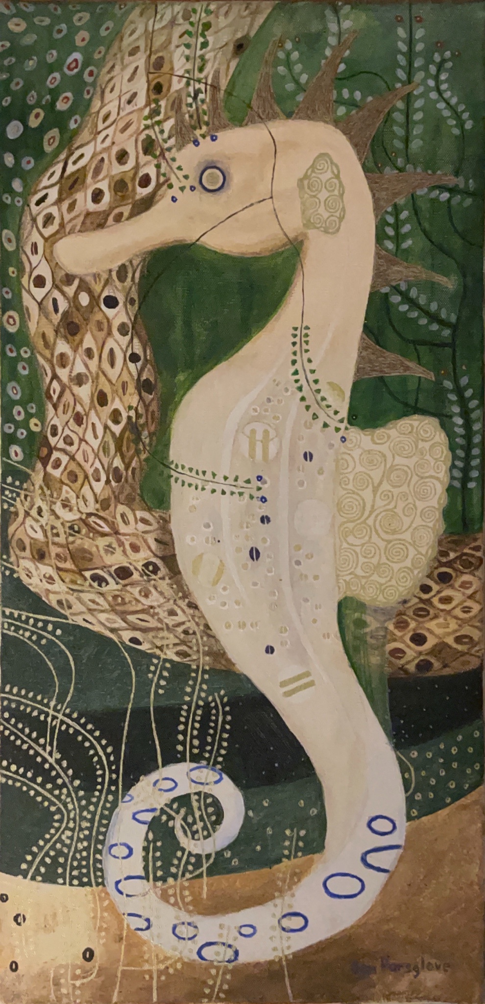 My Seahorse Painting Inspired by Klimt: A Gift for My Wife