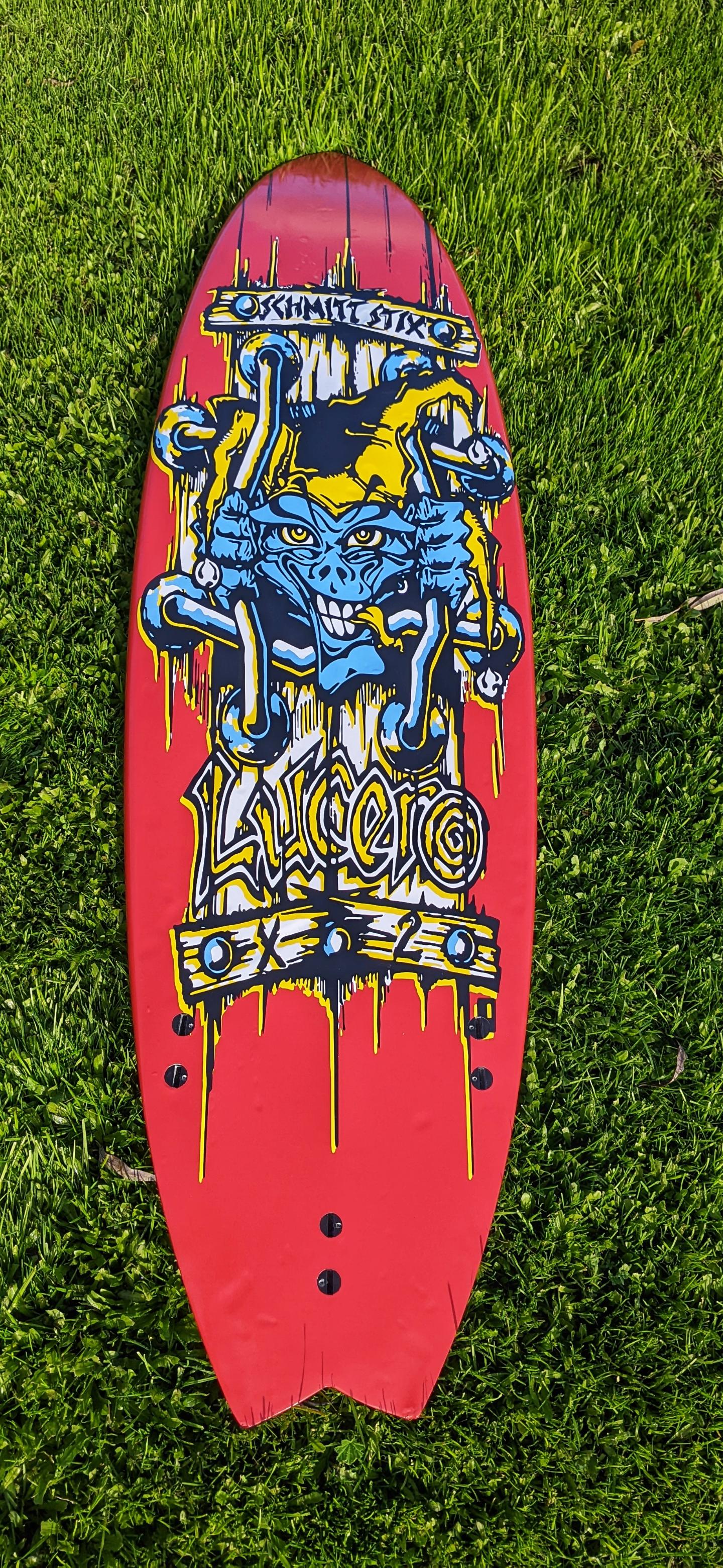 A custom John Lucero X2 surfboard that stands out