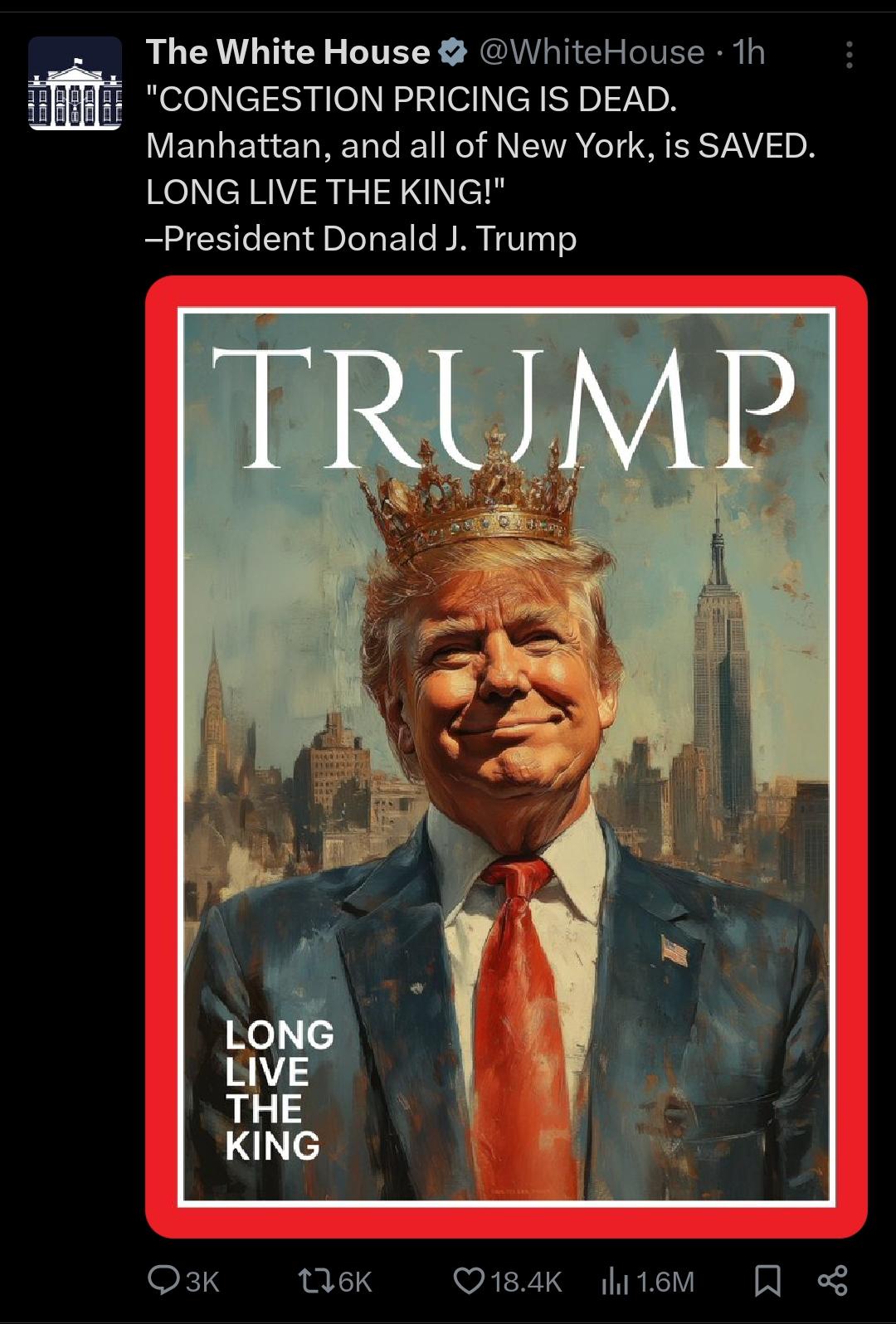 The White House's New Nickname for Trump: King